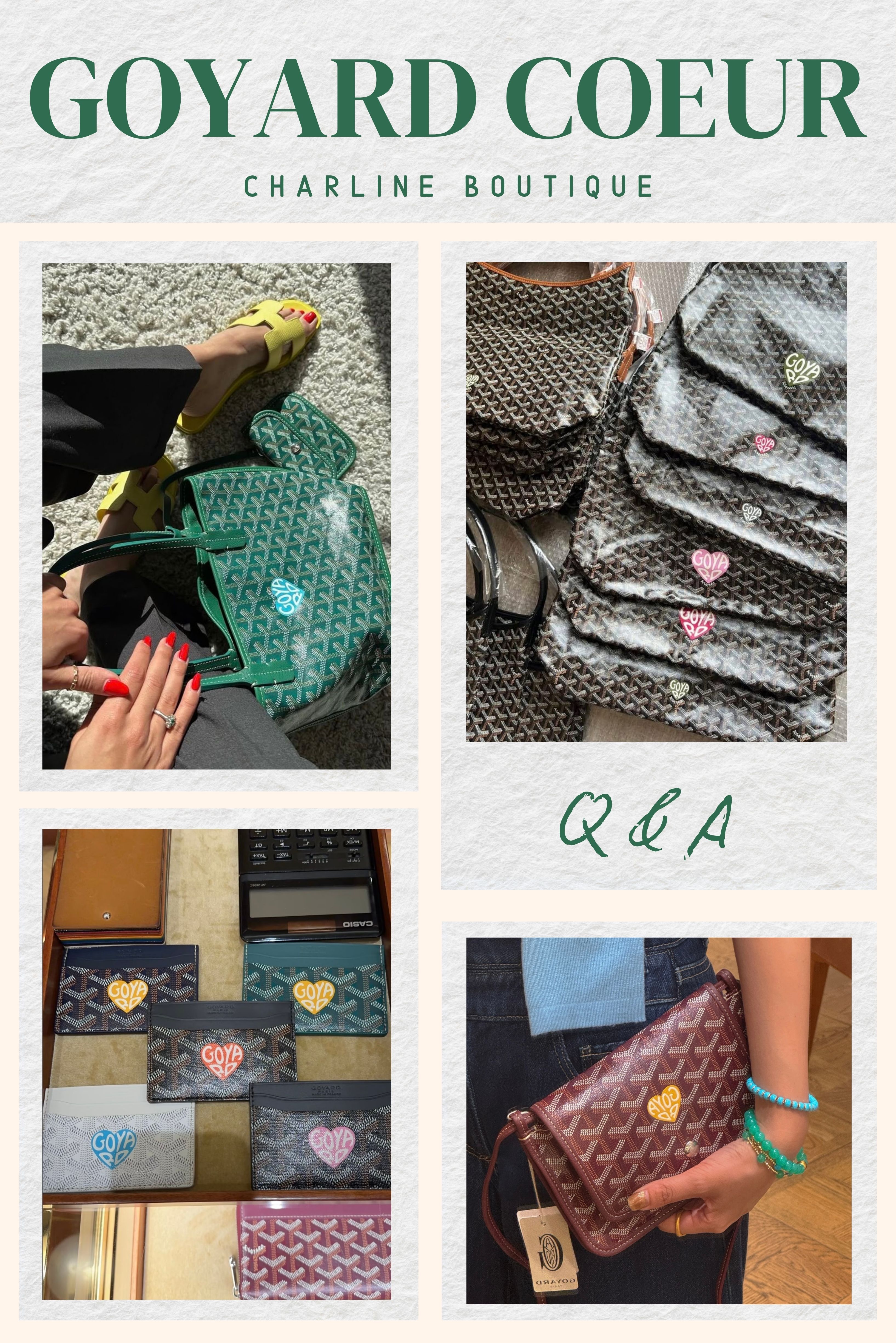 Goyard 的愛心彩繪系列因為獨特又具收藏性而大受歡迎，許多人在選購後也會延伸想了解更多關於客製化、熱門包款與購買方式的問題，因此以下整理出最常被詢問的 Q&A，讓您可以一次掌握重點。  Goyard 的愛心彩繪Q&A  Q1：Goyard 有哪幾款包型可以客製化？ A：Goyard 的客製化服務（Marquage）非常完整，從經典托特到手拿包與小皮件，多數「老花平面材質」商品都能透過彩繪呈現個人風格。Charline Boutique 觀察到，面積較大的托特包與手拿包因為能完整展現圖案，是客製化詢問度最高的款式。  常見可客製化包款與配件  Saint Louis 托特包（PM/GM）：入門首選，面積大，最適合進行「字母＋條紋＋圖案」完整設計。  Anjou 托特包：雙面設計（一面帆布、一面皮革），彩繪在帆布面上辨識度很高。  Artois 托特包：包身硬挺、有拉鍊，許多通勤族會客製縮寫或條紋增加專業感與識別度。  Sénat 手拿包：從卡夾尺寸到可放 MacBook 的大小都有，平面設計特別適合字母彩繪與線條。  Belvedere 斜背包：郵差包造型，常被選來畫愛心或條紋，增添俏皮或休閒感。  其他包款與配件：如 Bohème Hobo、Belharra、Saïgon、Petit Flot、Saint Léger 後背包、護照夾、卡夾、零錢包、鑰匙包等小皮件，多數也都可進行客製化。根據 Charline Boutique 的經驗分享，幾乎所有老花平面材質的單品，都有機會透過 Marquage 做出獨一無二的專屬版本。    Q2：Goyard 客製化有什麼圖案可以選擇？ A：Goyard 的客製化主要分為三大元素：字母縮寫、條紋配色與插畫圖案，全程由品牌畫師手工完成，兼具傳統工藝與個人化風格。很多客人跟 Charline Boutique 分享過，他們最喜歡的就是可以讓包包看起來既是經典老花，又帶有自己的故事。  字母縮寫（Marquage / Initials）：每款包通常可繪製最多 3 個字母，是最經典的客製選擇，用來打造個人標記或縮寫。  條紋配色（Bandes）：利用不同顏色與粗細的線條（單條、雙條或多色組合），加在字母旁邊或包面適合的位置，讓整體視覺更有層次感與焦點。  插畫圖案（Motifs）： 包含愛心、星星，以及最具代表性的 Hulot 法鬥犬等圖案，皆由畫師手繪完成。Charline Boutique 觀察到，近年越來越多客人會選擇把縮寫、條紋與小圖案結合，讓包包更有個性。    Q3：除了 Goyard，還有哪些精品品牌提供官方客製化服務？ A：除了 Goyard 之外，許多精品品牌也提供不同形式的官方客製化服務（Personalization），從字母壓印、刺繡到顏色選擇，都能讓商品更貼近個人風格。Charline Boutique 常常遇到客人詢問哪些品牌可以做名字或縮寫，因此整理了幾個常見選項：  Louis Vuitton（LV）：提供熱燙印（Hot Stamping）字母服務，可在皮夾、護照夾等小皮件壓印縮寫，部分款式也有 Mon Monogram 條紋與字母彩繪服務。  Dior：以 Book Tote 的名字刺繡最出名，可將個人姓名或字樣繡在包身，辨識度很高。  Longchamp：提供客製化服務（如 My Pliage 等），能在包面上選顏色、字母與配置，打造日常實用又具個人風格的包款。  Fendi：部分系列可客製金屬配件或皮標顏色等細節，讓同款包在配色與質感上更有變化。  Hermès：從基本燙印字樣，到 Special Order（SO）與 Hermès Horizons 等高階訂製，範圍從皮件、包款到特別項目都有，細節可根據需求調整。  整體來說，各品牌在客製化上的形式不同，有的著重字母與刺繡，有的偏向配色與結構選擇，Charline Boutique 觀察這幾年的趨勢，消費者會依自己的預算、習慣與品牌偏好來選擇合適的客製服務。    Q4：Goyard 客製化顏色有哪些？可以自由配色嗎？ A：Goyard 的客製化顏色需從品牌提供的官方色票中挑選，無法自由自訂或調配 Pantone 色號。Charline Boutique 發現，許多客人會在字母與條紋上搭配「對比色」，讓彩繪在老花上更明顯、更有層次感。可選擇的主要顏色包含：  經典色：黑色 (Black)、黑／棕 (Black & Tan)。  特別色：白色 (White)、紅色 (Red)、橘色 (Orange)、黃色 (Yellow)、綠色 (Green)、天空藍 (Sky Blue)、海軍藍 (Navy Blue)、灰色 (Grey)、勃根地酒紅 (Burgundy)。  Charline Boutique 的經驗是，若希望彩繪低調耐看，可選接近包身顏色的同色系；若想提升存在感，選擇對比色會有更明顯的效果。    Q5：Goyard 客製化的價格多少？會很貴嗎？ A：Goyard 客製化價格沒有統一定價，而是依客製內容、包款與複雜程度「疊加計算」，整體範圍約從數百歐元到數千歐元不等。Charline Boutique 留意到，許多客人在評估時，會把「包本身價格＋客製費用」一起考量。影響價格的主要因素：  客製內容：只有字母縮寫的費用相對較低，加入條紋、增加顏色或選擇複雜 Motifs（如法鬥、特殊插畫）時，價格會逐步提高。  包款與尺寸：面積越大、材質越特別，繪製難度與工時越長，費用也可能調整。  顏色數量與細節：使用顏色越多、線條越複雜，工匠手工時間越長，總費用自然會增加。  Charline Boutique 特別想提醒大家，客製化費用是「額外加在包包價格之上」，下訂前務必先和門市或代購確認預估區間。    Q6：Goyard 有哪些熱門包款？ A：Goyard 以「輕盈、耐用、防潑水」聞名，款式雖多，但在實際銷售與代購過程中，Charline Boutique 發現有幾款是詢問度與回購率都相當高的長青熱賣款。常被指名的熱門款包含：  Saint Louis 托特包：經典大容量托特，超輕、能裝，是許多人第一個入手的 Goyard，也是媽媽包與購物包常見選擇。  Artois 托特包：被視為「升級版 Saint Louis」，四角加固、包身更挺，還有拉鍊設計，通勤族特別喜歡。  Anjou 托特包：一面老花、一面全真皮，等於一包兩背法，風格彈性高。  Belvedere 斜背包：輕盈、好背，男女都適合，旅遊與日常都實用。  Boe 水桶包：外型可愛、容量實用，適合喜歡時髦造型的人。  Saïgon 包：搭配木質手柄的梯形包，復古、正式場合也適合，是偏向收藏型的款式。  Charline Boutique 的經驗是，「輕、耐用、好搭」是客人選擇 Goyard 的三大關鍵，不少人用過一款之後，會陸續回頭再入手不同包型。    Q7：Goyard 客製化要等多久才能拿到成品？ A：因為全部採手工繪製，Goyard 客製化的等待時間通常約 3～8 週，實際時間會依設計複雜度與工坊排程而有所不同。大致時間區間：  簡單字母／條紋設計：約 2～4 週。  較複雜圖案（如法鬥 Hulot、特殊 Motifs）：約 6～8 週，偶爾因旺季或訂單量而拉長。  Charline Boutique 特別想提醒大家，客製化一旦確認開工便無法修改、取消或退換貨，因此在下單前要反覆核對字母拼寫、顏色與圖案位置；若剛好遇到節日或送禮檔期，更建議提前安排，以免來不及拿到成品。    Q8：Goyard、Moynat 和 Louis Vuitton 的差別是什麼？ A：這三個品牌同樣源自法國，且都起家於行李箱與旅行用品，但在材質選擇、設計風格與產品線方向上各有不同。Charline Boutique 親身觀察，多數客人會根據自己的生活情境與穿搭喜好，來決定偏好哪一個品牌，而不是單純比較誰好誰壞。  Goyard：以輕量的塗層帆布 Goyardine 與 Y 字老花聞名，品牌不做廣告、不找代言，呈現較低調的形象；客製化 Marquage 是其一大特色，透過字母、條紋與圖案彩繪，讓日常與旅行包款都能展現個人風格。  Moynat：擅長結構感強烈的皮革包與硬箱工藝，多數包款線條優雅、外型較為正式精緻；客製服務多集中在硬箱與個人化皮件上。Charline Boutique 觀察到，喜歡復古硬箱輪廓與細膩皮革細節的客人，常會特別留意 Moynat。  Louis Vuitton（LV）：以 Monogram 老花與旅行箱背景廣為人知，產品線涵蓋帆布到珍稀皮革，從日常包到旅行箱都有；客製化服務包含 Hot Stamping 縮寫燙印與部分包款的 Mon Monogram 彩繪。Charline Boutique 的經驗是，需要多元用途與高辨識度的客人，常會將 LV 納入主要選項之一。    Q9：經典的老花品牌有哪些？ A：經典老花品牌大多以具有辨識度的圖騰建立品牌識別，這些圖案之所以能跨越年代，是因為設計穩定、易於延伸且承載品牌歷史與故事。Charline Boutique 整理了幾個目前討論度較高的老花系列：  Louis Vuitton（Monogram）：由 LV 字母與四瓣花組合而成，靈感源自日本家徽，是品牌最具代表性的圖騰之一。  Gucci（雙 G）：以創辦人姓名縮寫延伸出的 GG 圖案，帶有復古又現代的潮流感。  Dior（Oblique）：由 Marc Bohan 設計，以重複 Dior 字樣排列，呈現低調卻具存在感的視覺效果。  Goyard（Y 字）：以家族字母 Y 為基礎，以細緻點畫排出層次，是品牌低調卻極具辨識度的核心老花。  Fendi（FF）：由 Karl Lagerfeld 創作的 FF 圖騰，代表 “Fun Fur”，線條俐落，常見於布面與皮件。  其他老花品牌：如 Celine 的 Triomphe、MCM 的 Visetos、Burberry 的 TB Monogram、Tory Burch 的雙 T 等，也各自延伸出自家品牌的視覺語言。Charline Boutique 整理後的心得是，消費者選擇老花時，通常會同時考慮圖騰風格、搭配度與品牌故事感。    Q10：台灣有 Goyard 專櫃嗎？ A：目前 Goyard 在台灣尚未設立專櫃或門市，也沒有開放官方線上購物。想入手 Goyard 的消費者，多半會選擇前往海外實體門市（如巴黎、東京、首爾、香港等）或透過可信賴的專業代購協助。Charline Boutique 便是許多客人會選擇的方式之一，能協助確認貨源、詢問庫存、尋找熱門色與限量款，並在真偽確認與報價上提供經驗與建議，讓客人可以更安心、省時地入手理想中的 Goyard 包款。