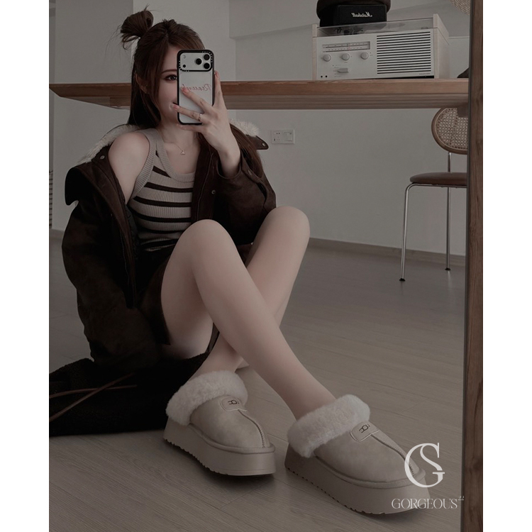 M100「真皮毛絨絨厚底雪靴」