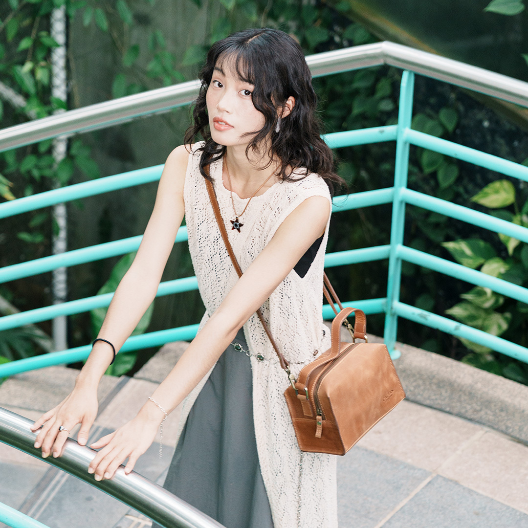 日和方形真皮手提斜背包- 5544(兩色)