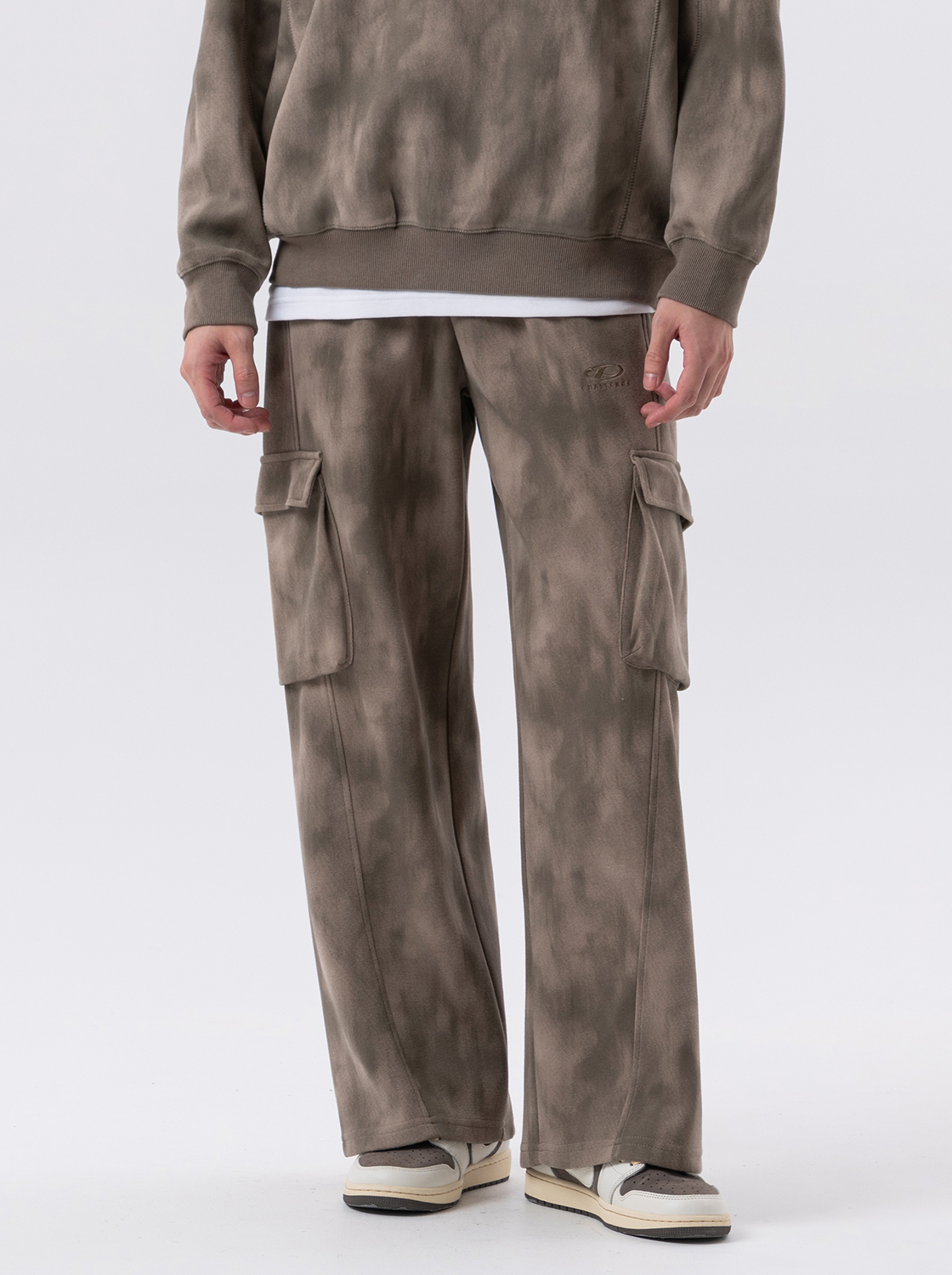 工作口袋寬鬆直筒褲