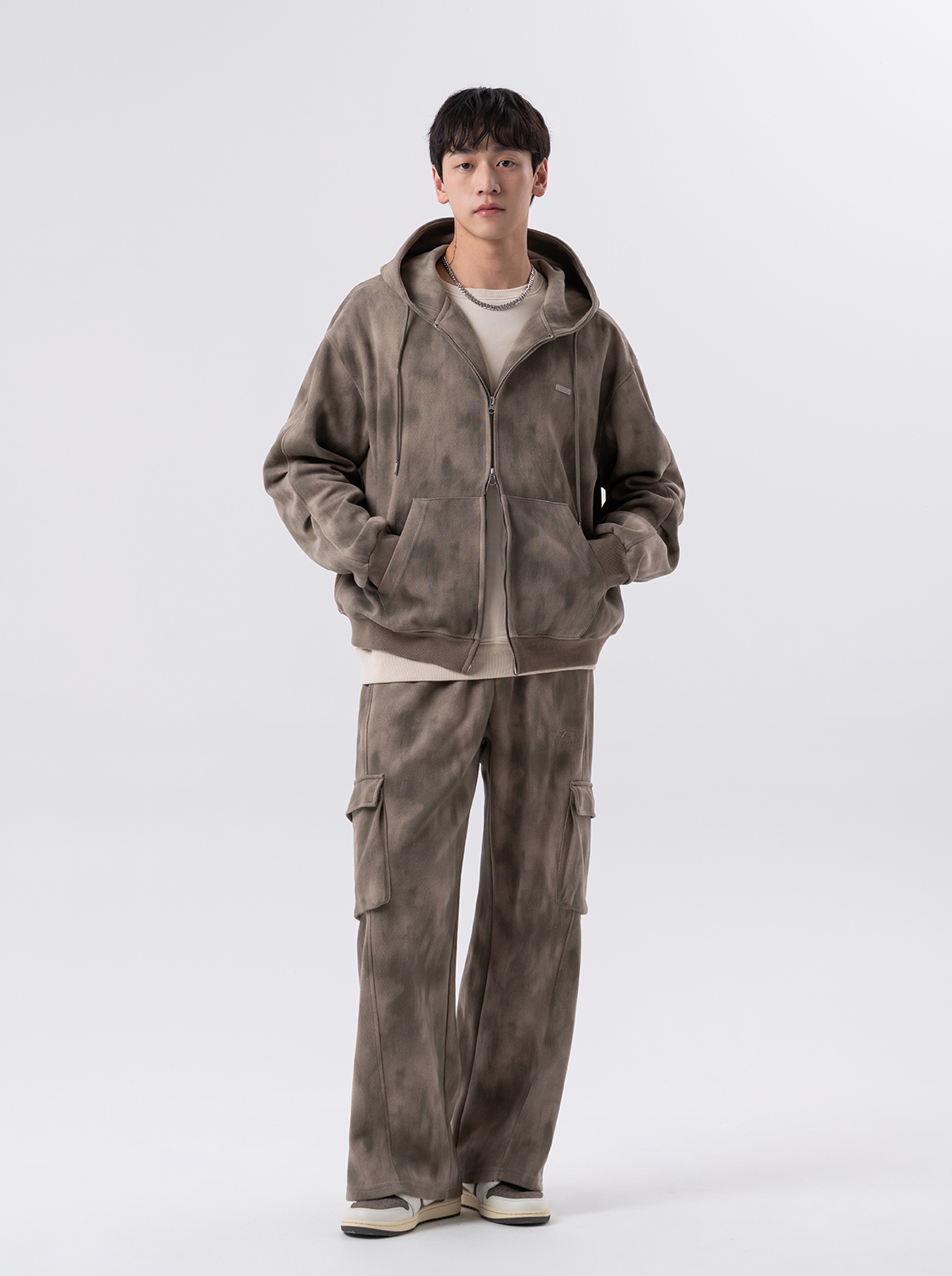 工作口袋寬鬆直筒褲