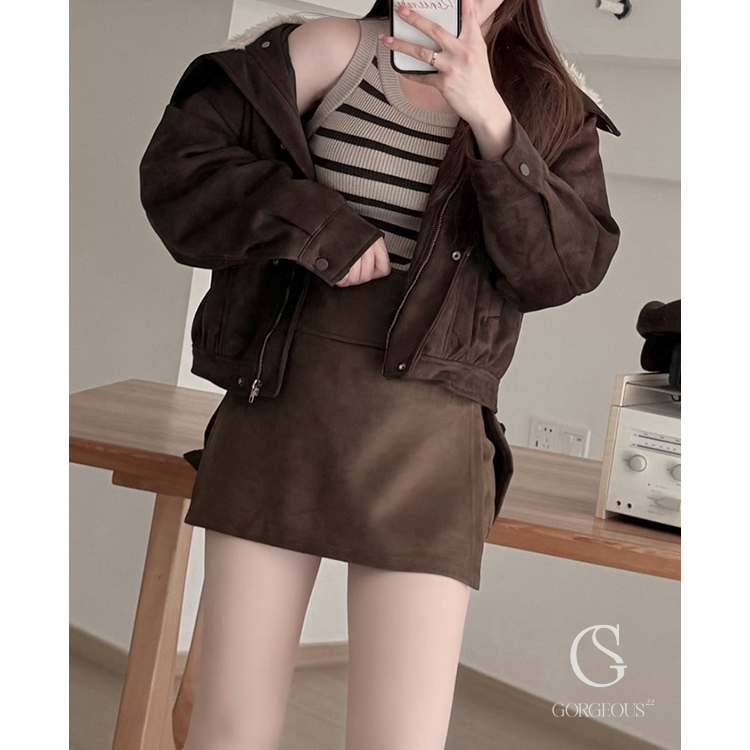 M28「小腹平坦`麂皮神褲裙」