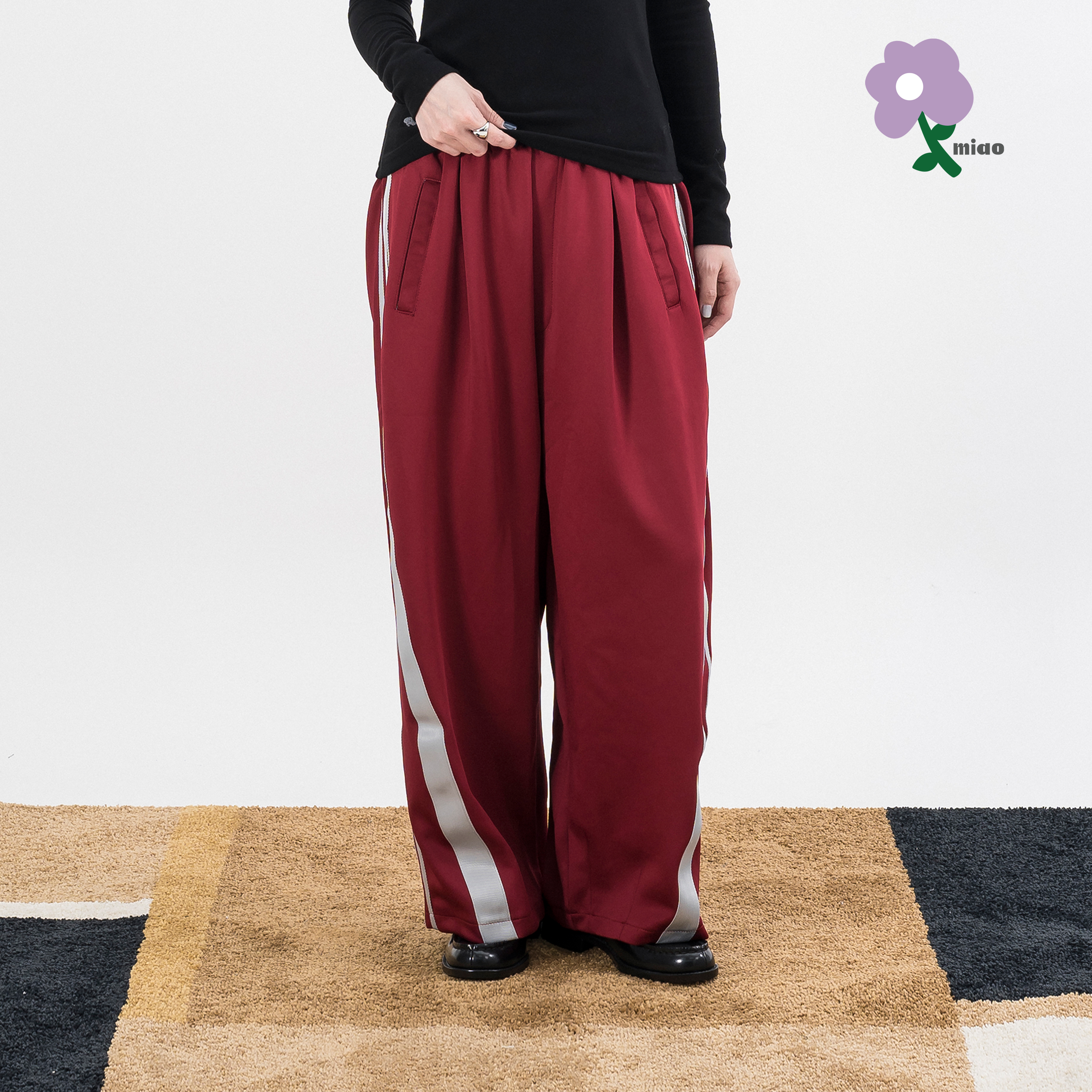 AGILITY MIAO Splicing Wide Leg Track Pants 女裝 拼接寬版 運動長褲 [I-08]