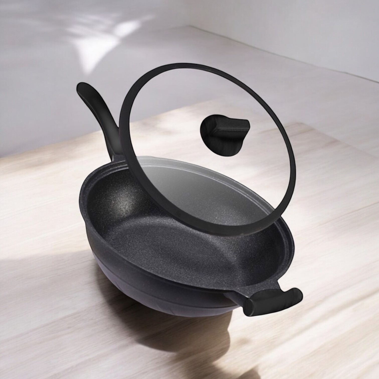 32cm旋風節能麥飯石含蓋不沾炒鍋湯鍋火鍋萬用鍋