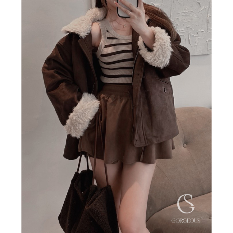 M22「超瘦！彈力麂皮散褲裙」