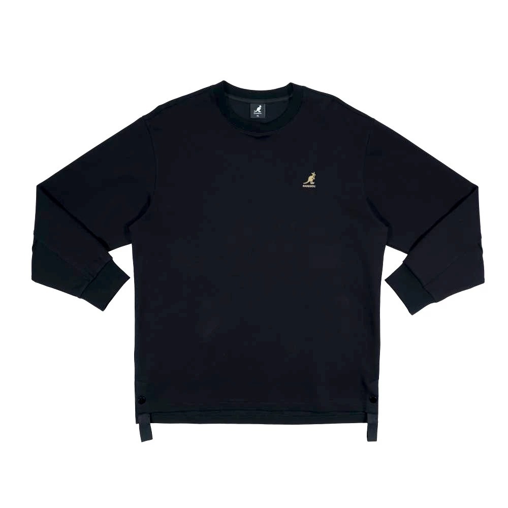 KANGOL 大學T 黑 LOGO 側開岔 長袖 上衣 中性 6555100120