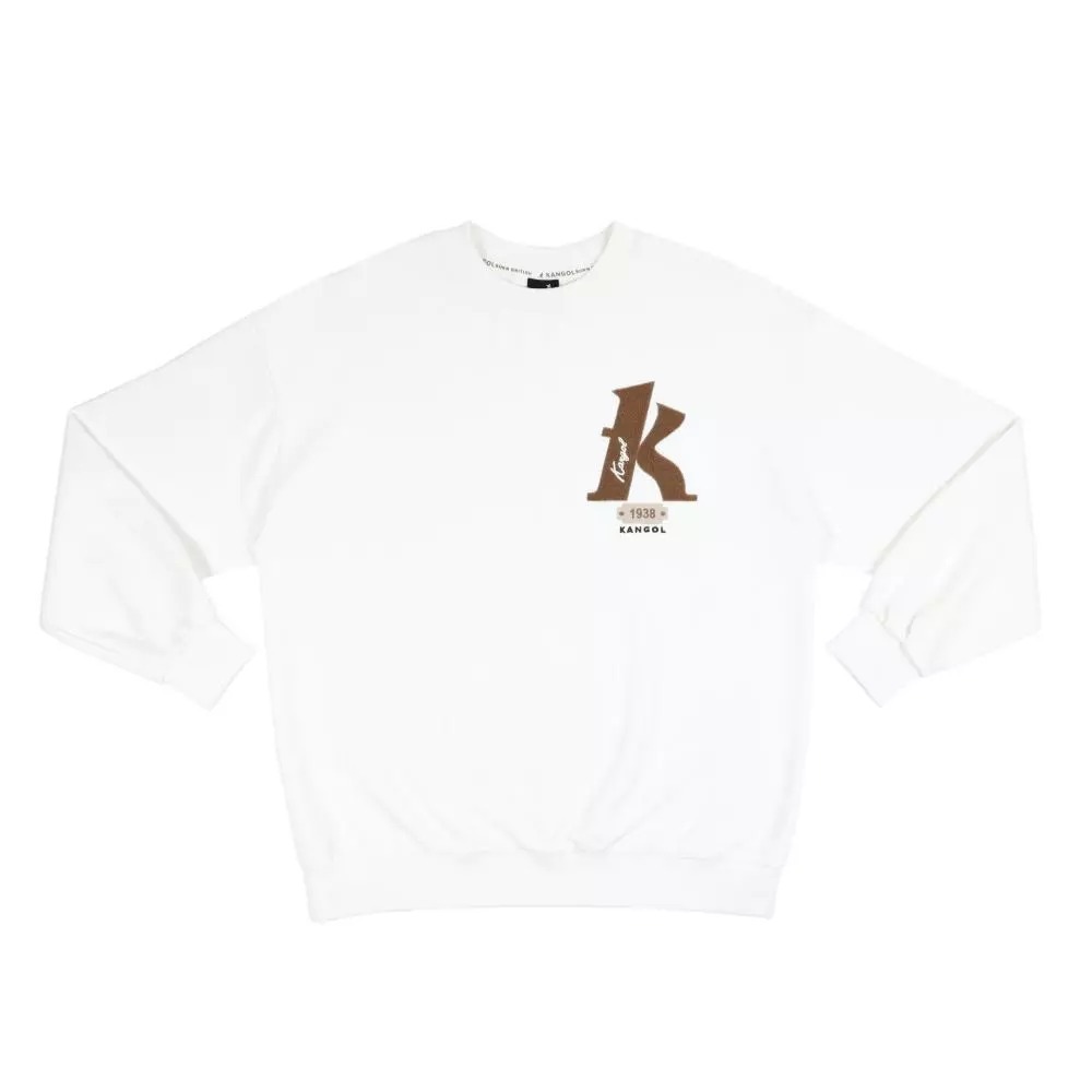 KANGOL 大學T 白 K字 經典 棉T 長袖 上衣 中性 6555100400