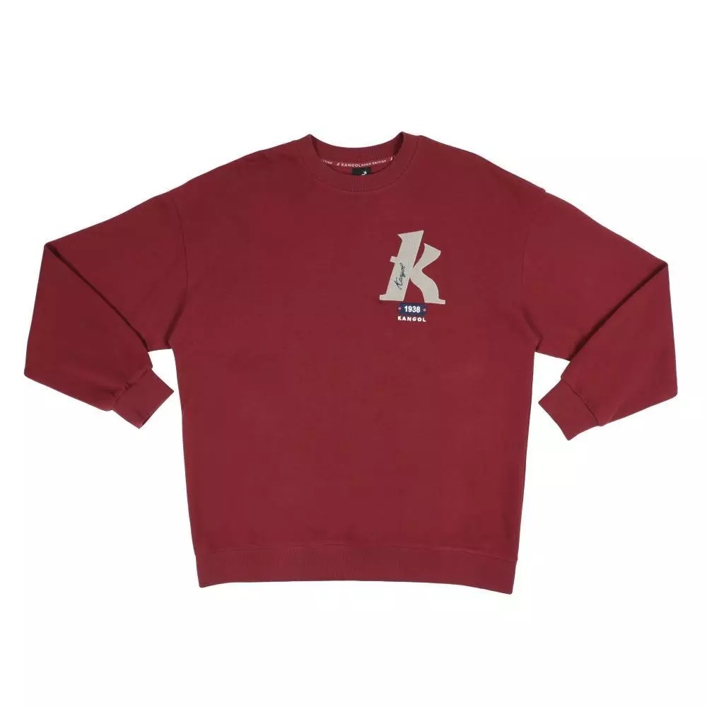 KANGOL 大學T 深紅 K字 經典 棉T 長袖 上衣 中性 6555100440