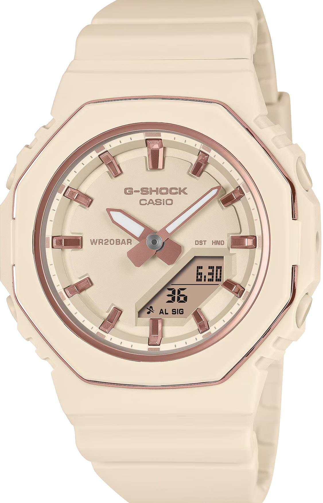 萬年鐘錶 - G-SHOCK   粉米色清爽時尚八角電子錶 GMA-P2110-4A  錶徑 : 40.5mm