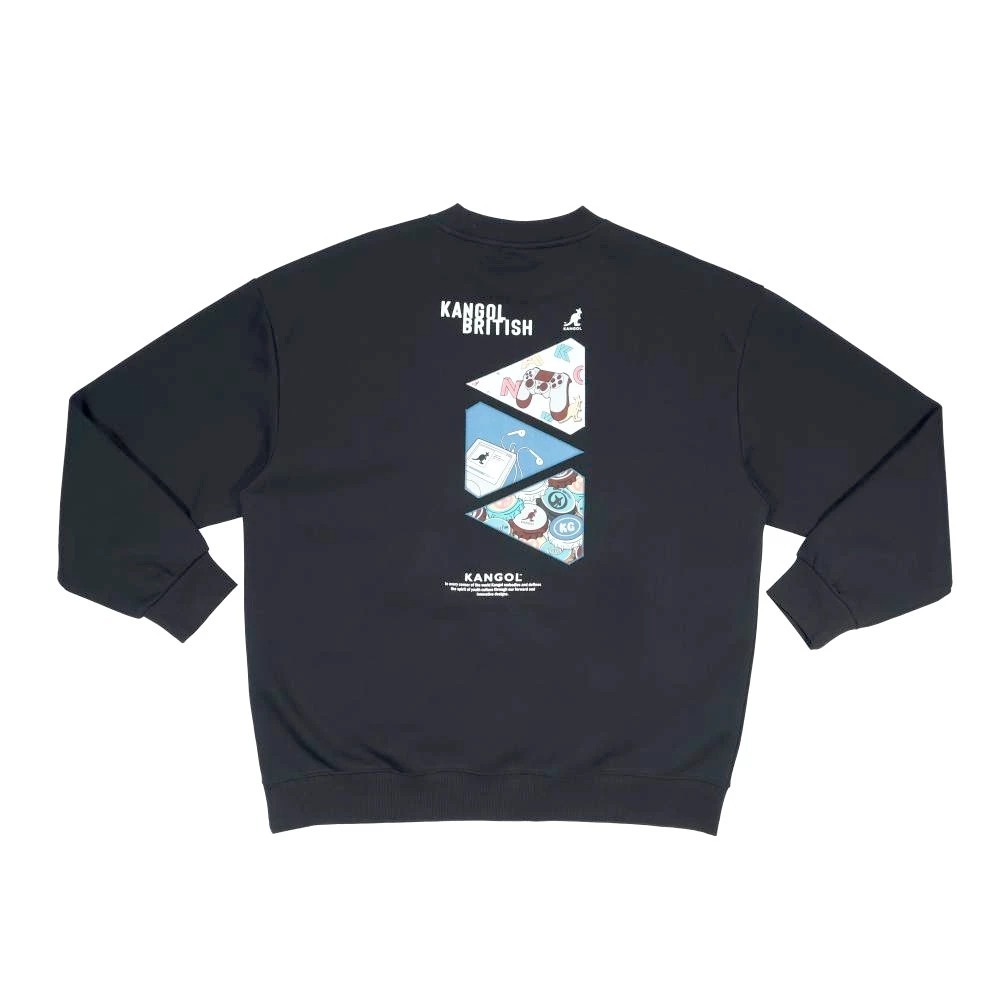 KANGOL 大學T 黑 拼圖 旗幟 長袖 上衣 中性 6555100520