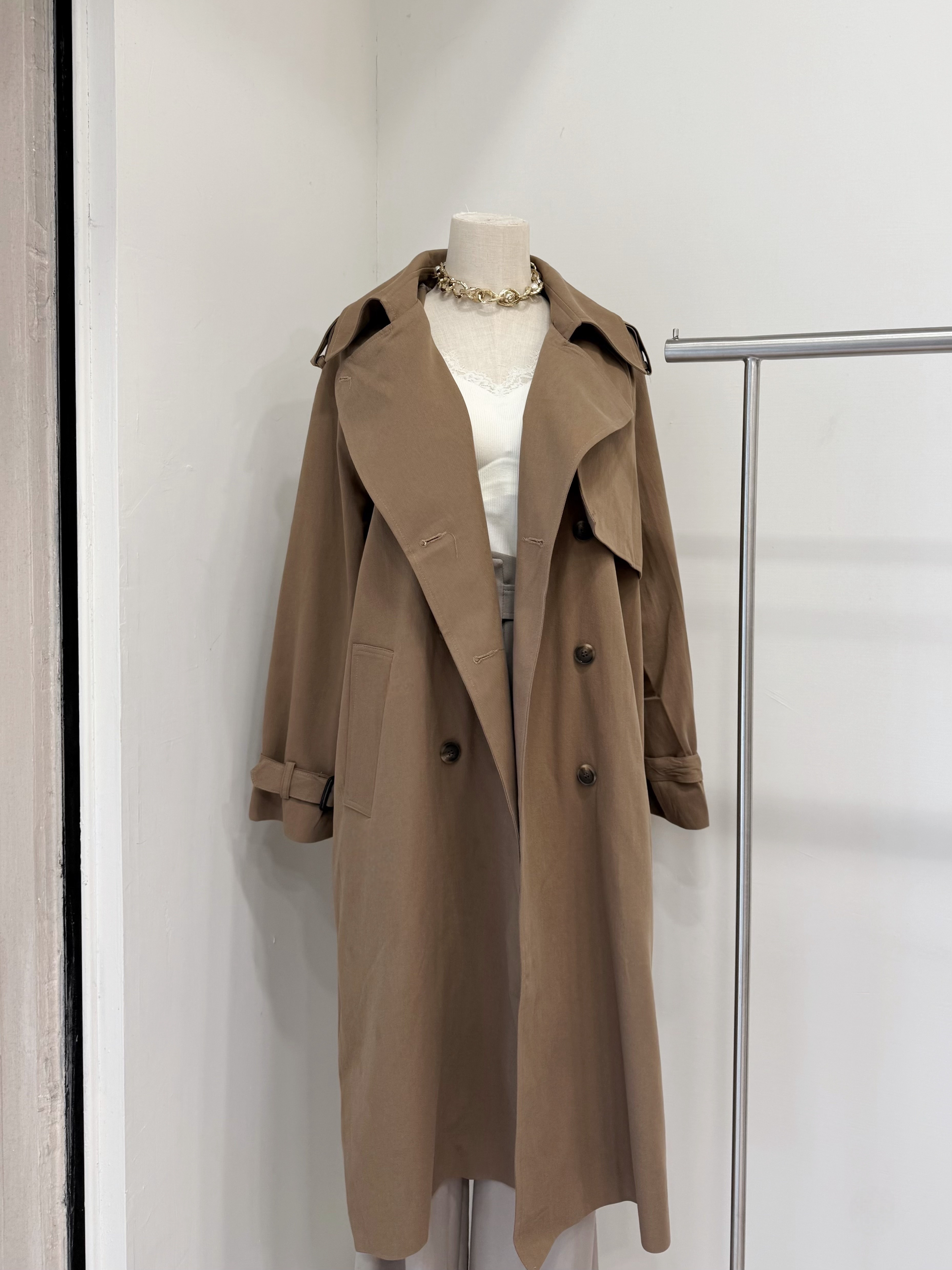 810 韓國長版卡其風衣