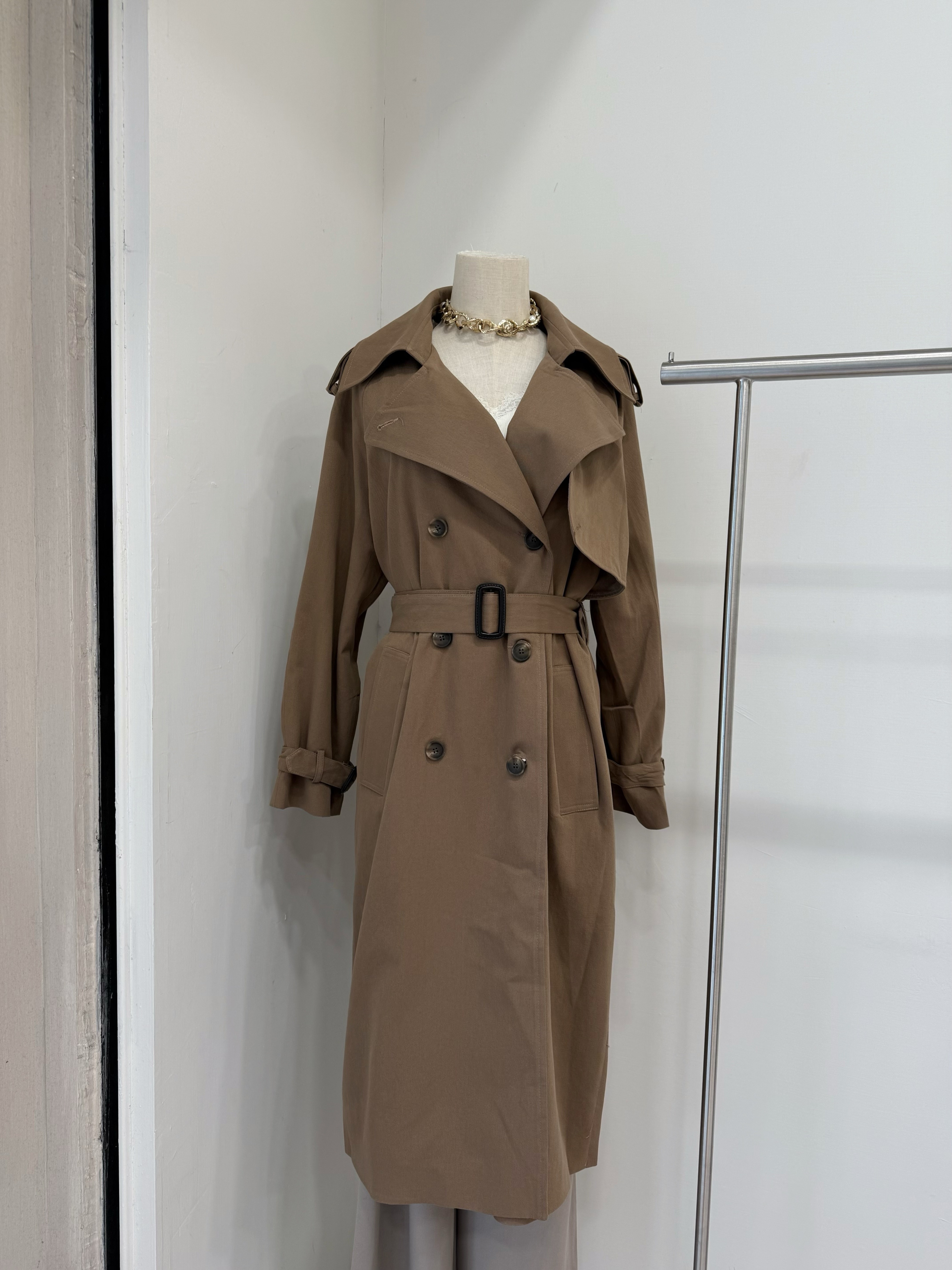 810 韓國長版卡其風衣