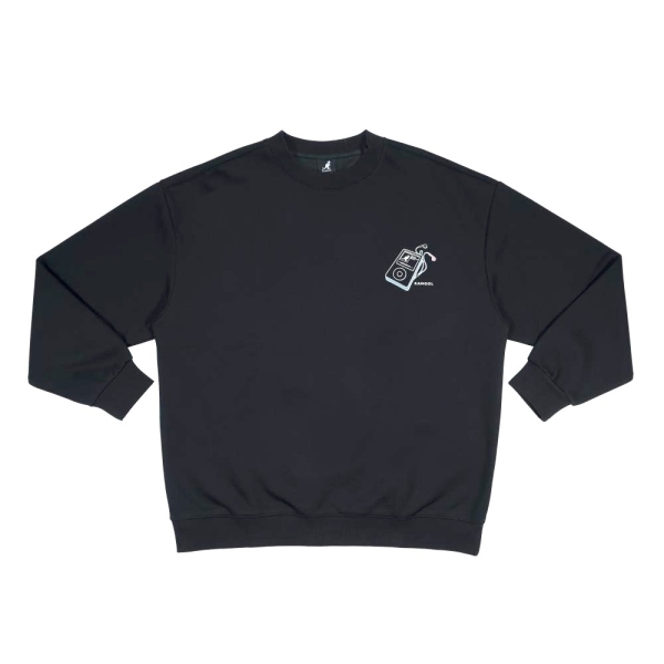 KANGOL 大學T 黑 拼圖 旗幟 長袖 上衣 中性 6555100520