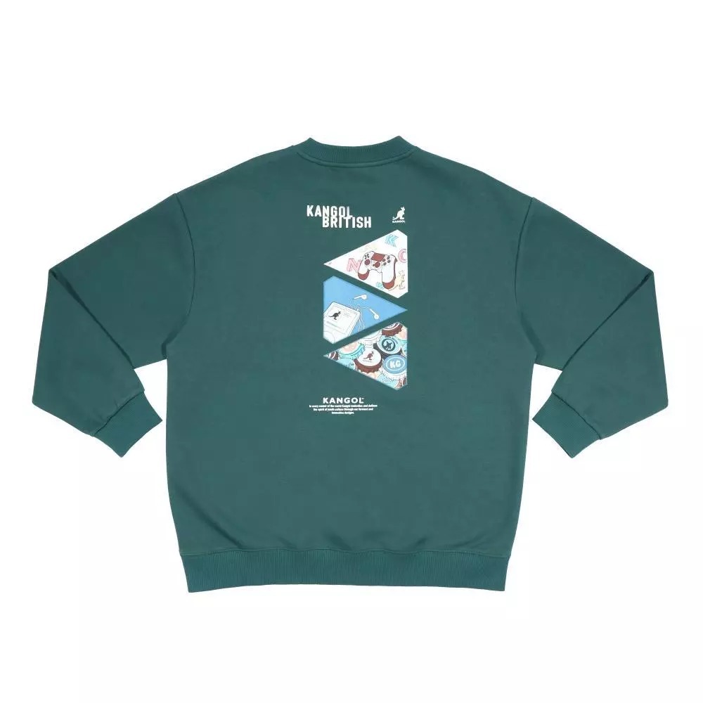 KANGOL 大學T 綠 拼圖 旗幟 長袖 上衣 中性 6555100571