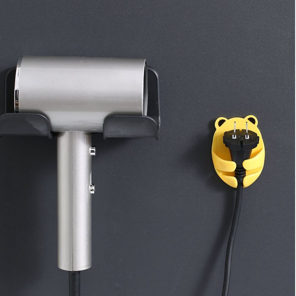 熊抱無痕免釘插頭架 4入｜插頭架免釘掛架收納貼線材整理可愛插頭架牆面收納居家收納【輕鬆購五金百貨】