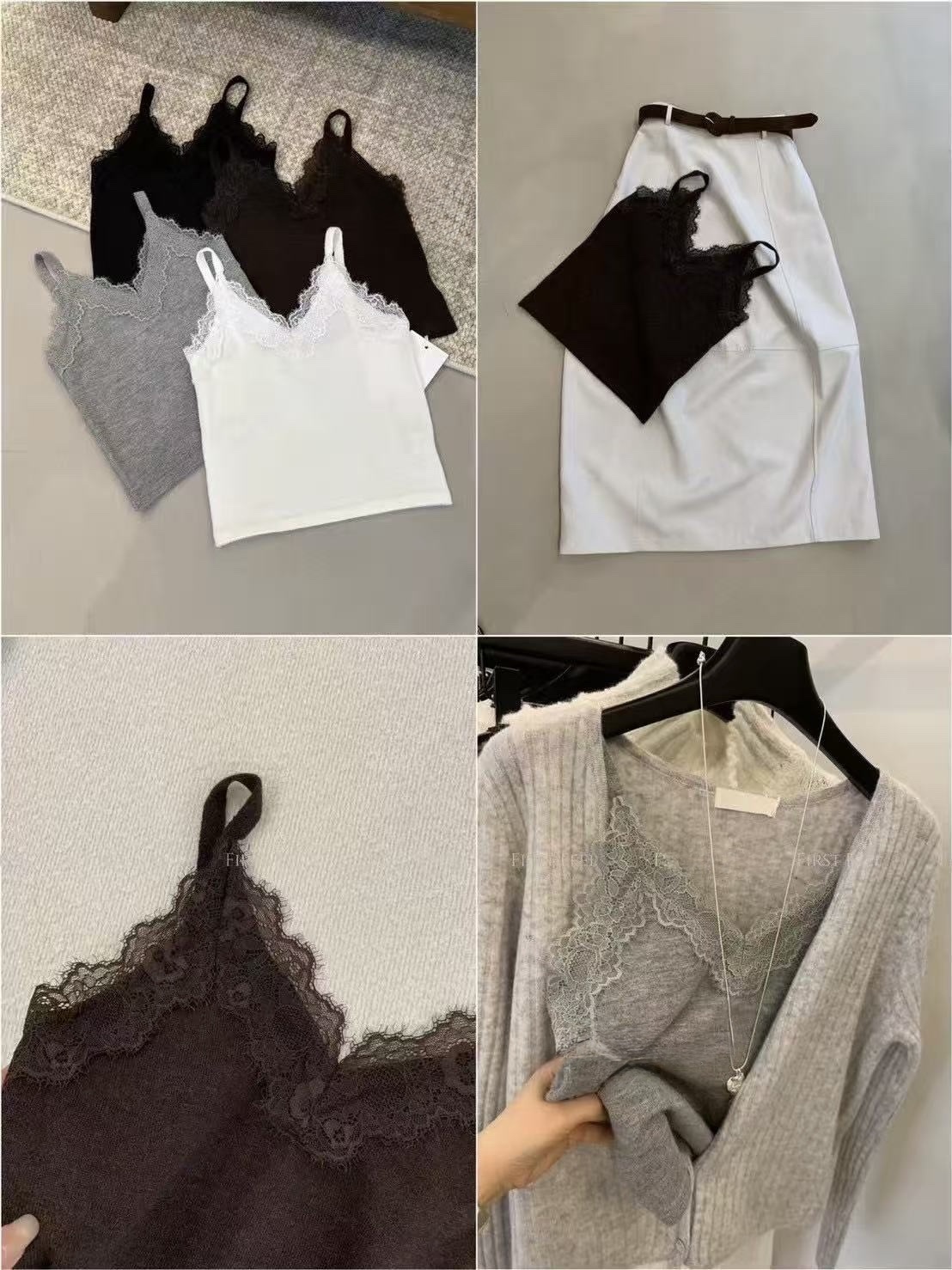 9281 V領蕾絲細肩背心