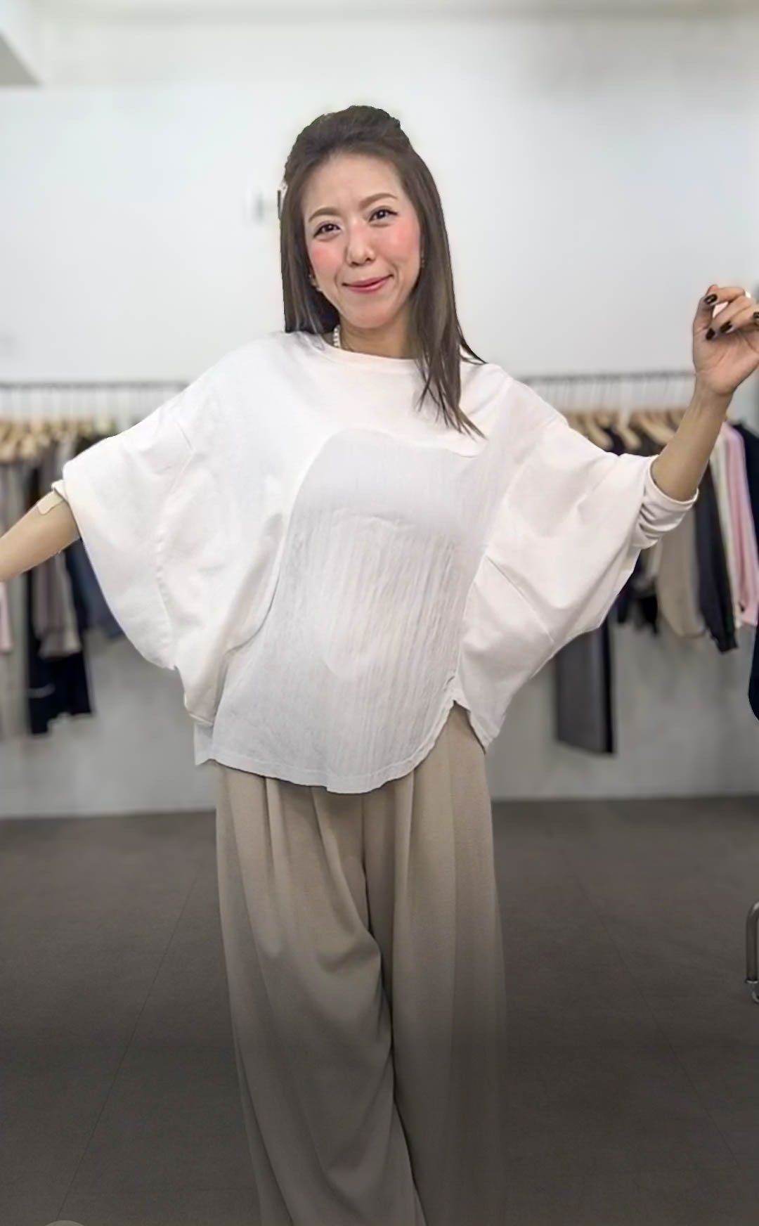 🎈K7106  ▶️素面不規則上衣 👉B:(FreeSize)cm L:52/62cm