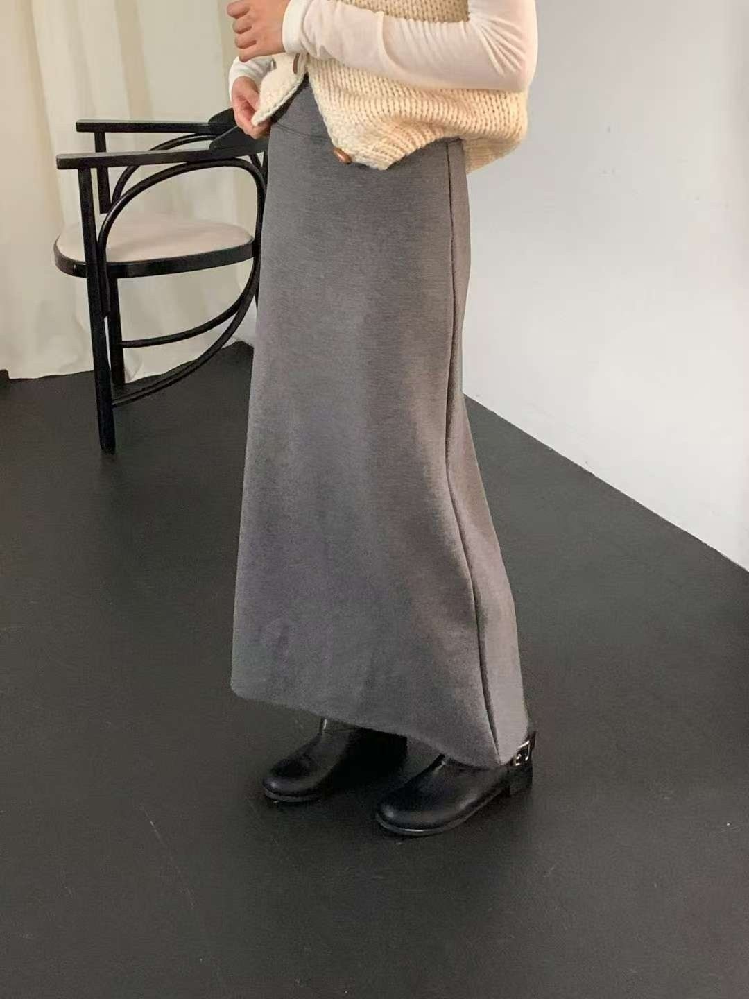 417 正韓內磨毛長裙