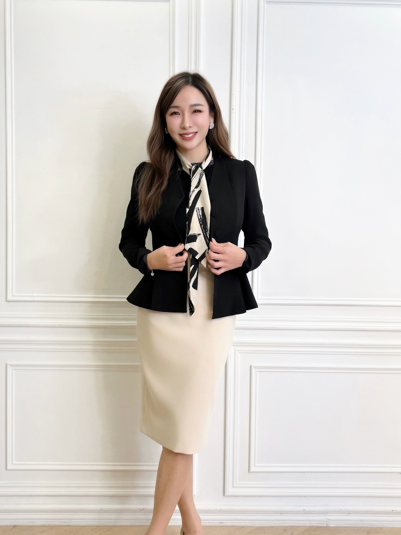 (極致優雅!)水墨畫領巾西外