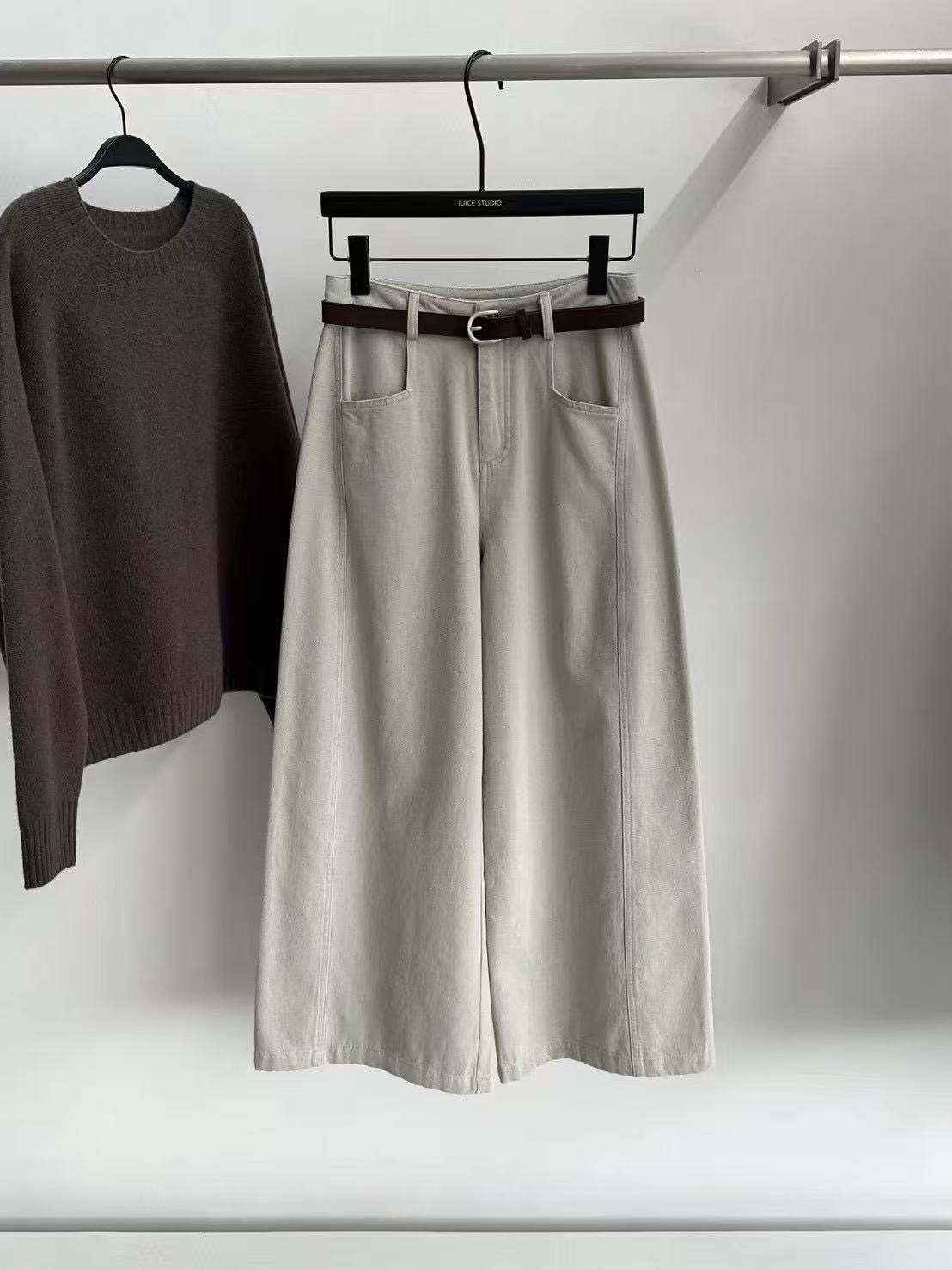 2503 簡約復古加絨直筒休閒褲