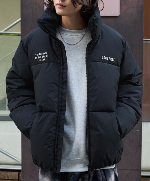 本週限時接單!! 日本🇯🇵連線 Converse 日本限定 刺繡立領羽絨外套 人造羽絨 防風 防潑水 機能性 保暖 寬鬆 黑色 白灰色 (任買兩件711免運)/預購