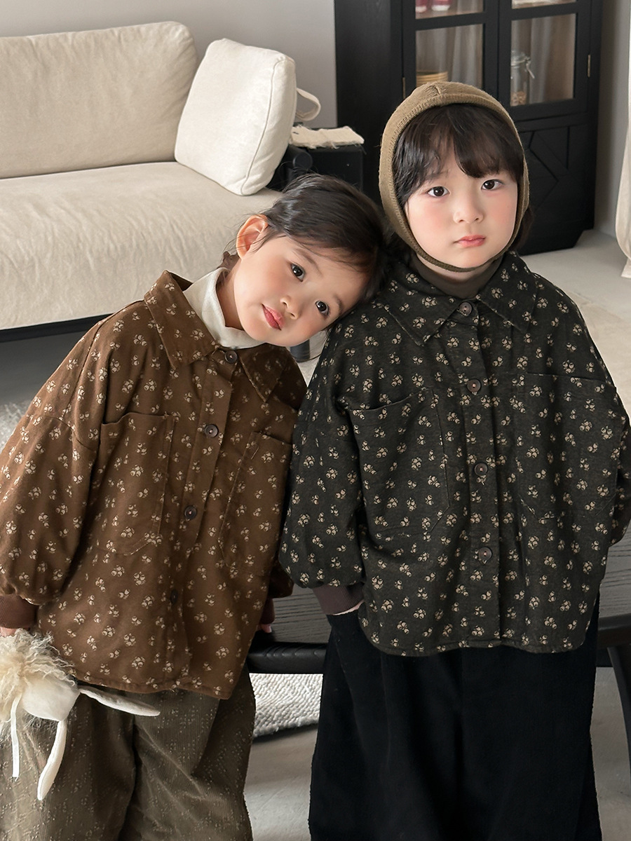 中性碎花加絨襯衫(80-140)