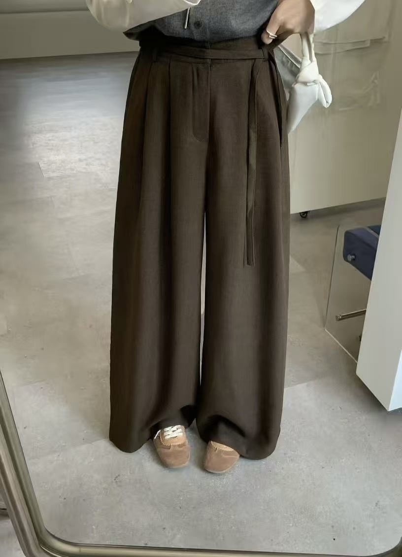 2502 簡約慵懶毛呢休閒闊腿褲