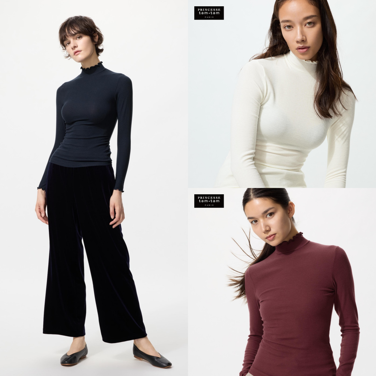 現貨┃UNIQLO Heattech 極暖 混紡 羅紋 捲邊 滾邊 花花邊 高領 內搭 發熱衣