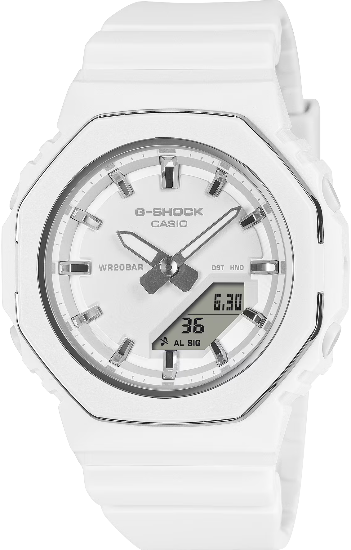 萬年鐘錶 - G-SHOCK   白色清爽時尚八角電子錶 GMA-P2110-7A 錶徑 : 40.5mm