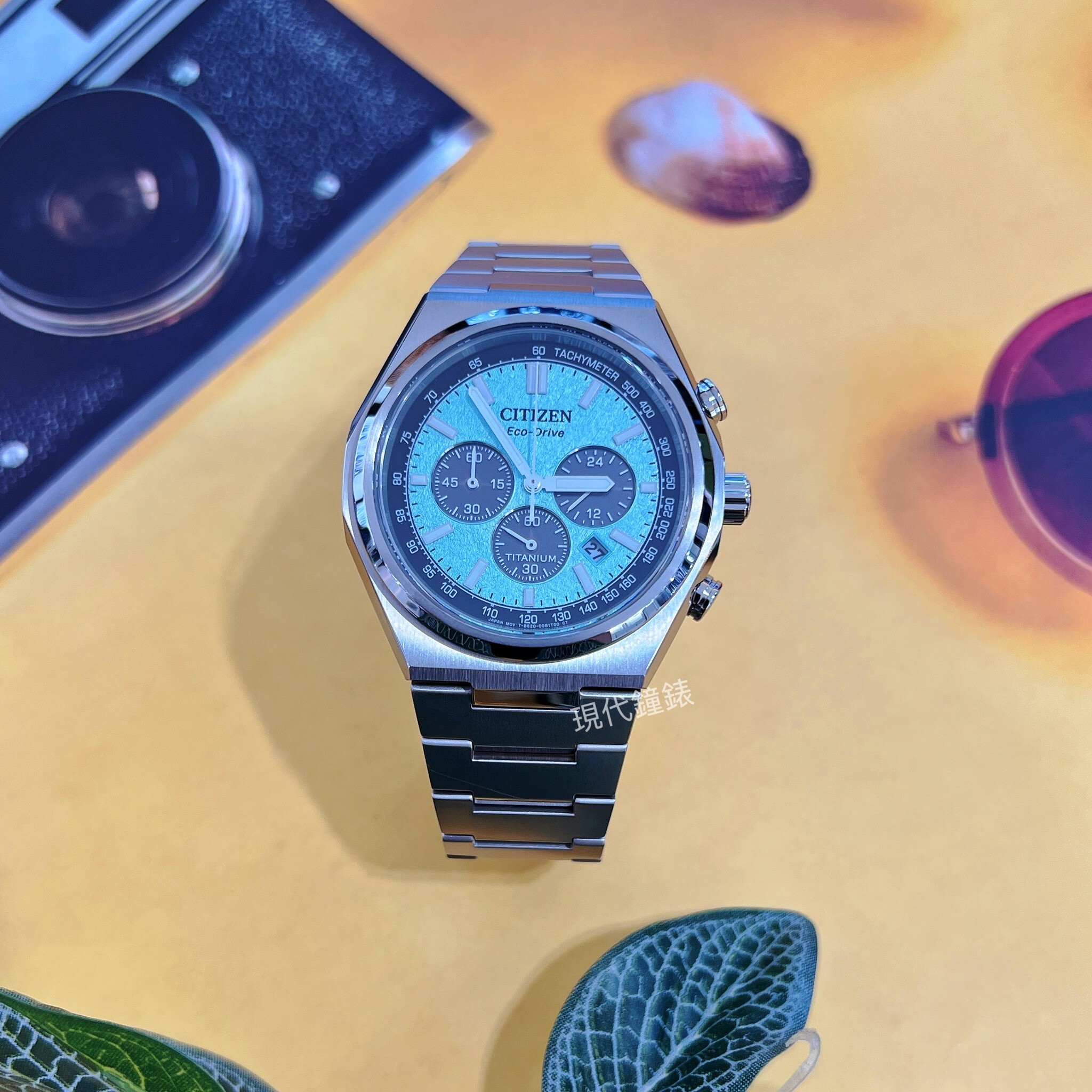 【CITIZEN 星辰】太陽紋理水藍色面盤三眼計時男錶CA4610-85M 42.5mm 現代鐘錶