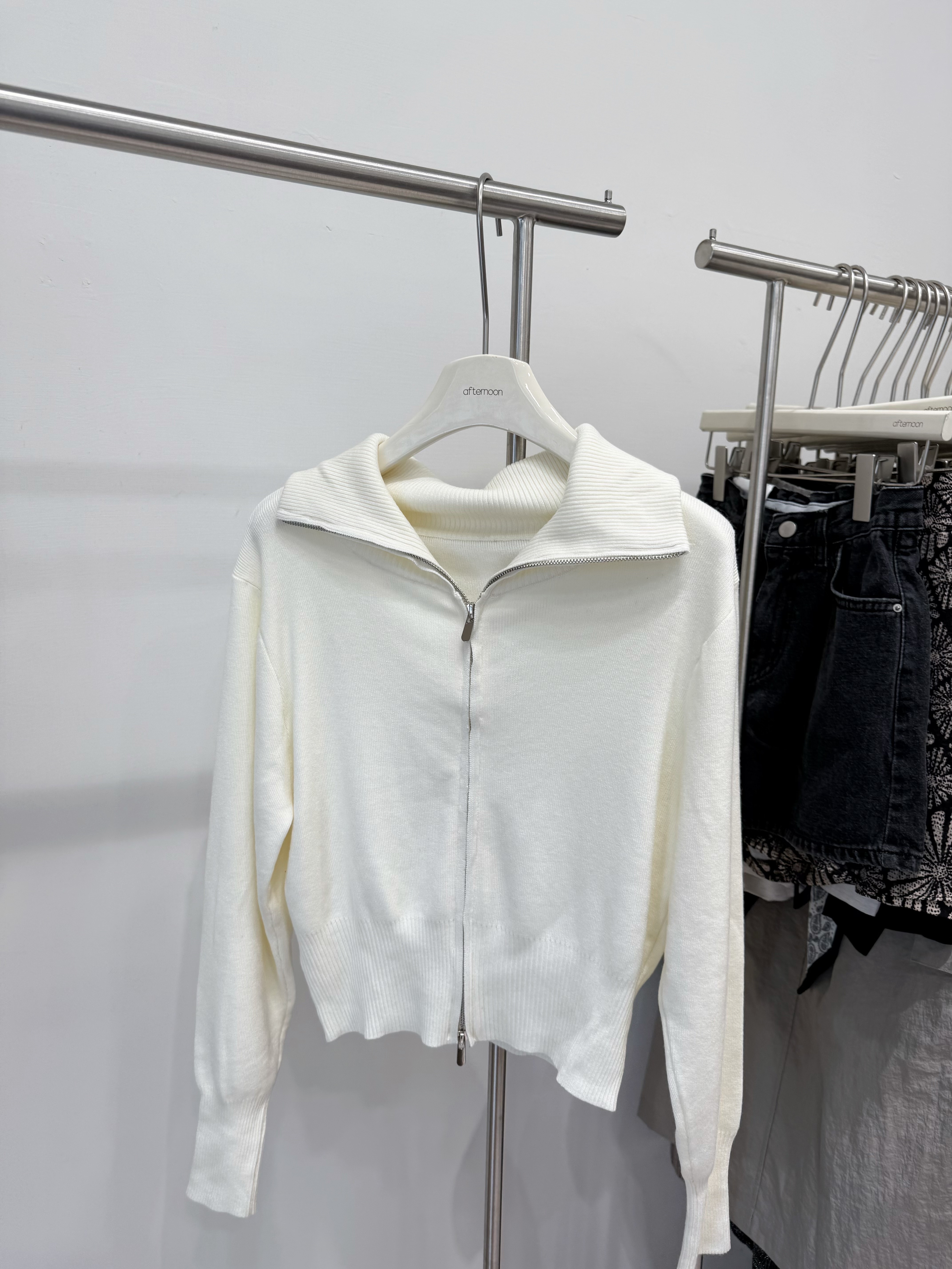 7138 翻領拉鍊針織開衫