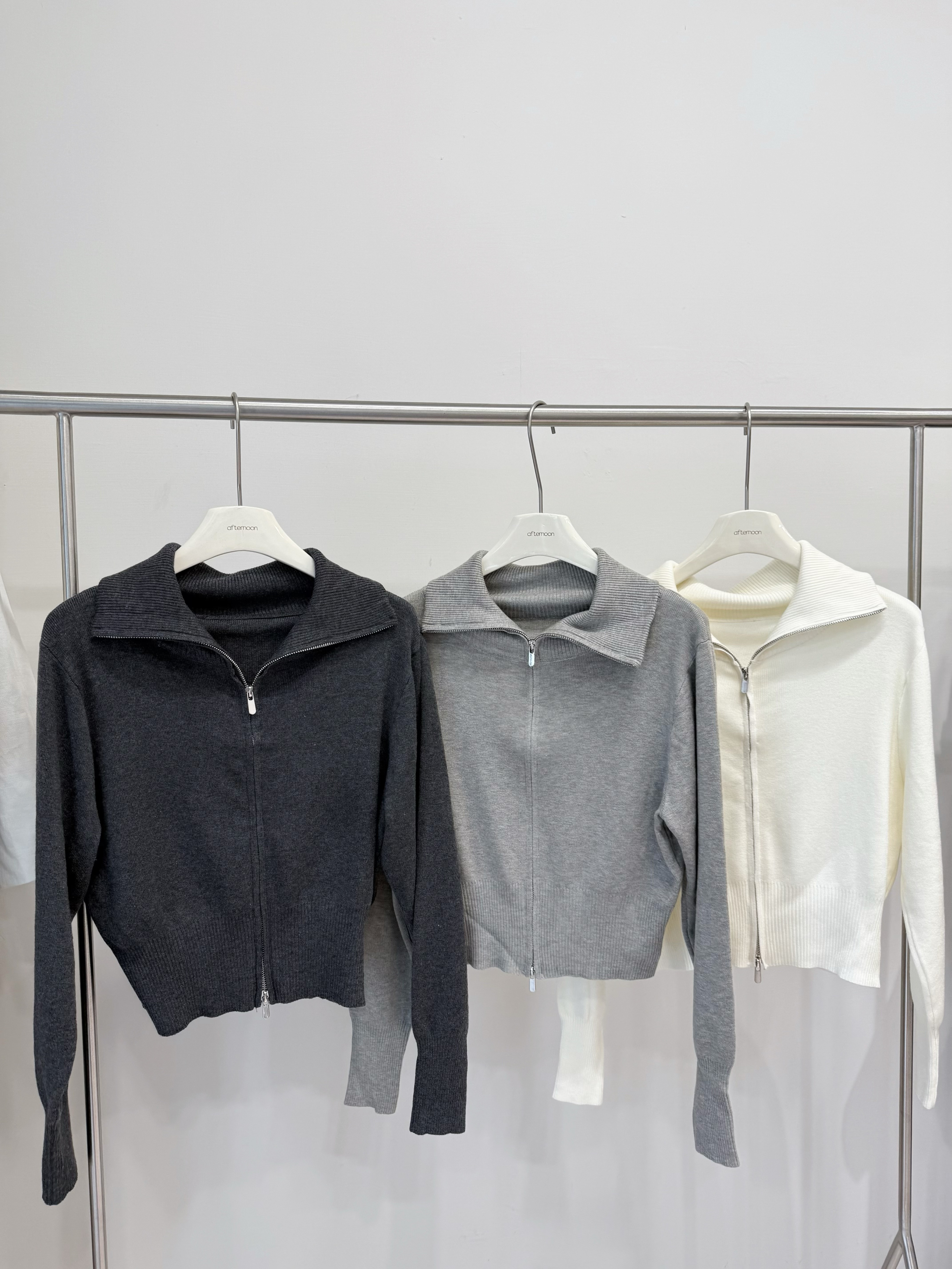 7138 翻領拉鍊針織開衫