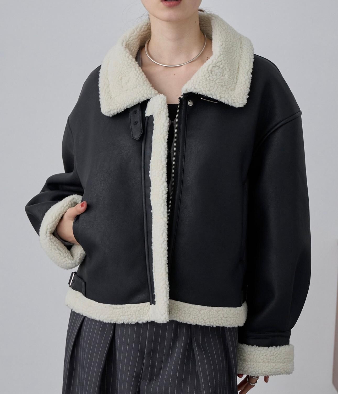 【預購】JN112719 nui nullu 2WAY羊皮夾克