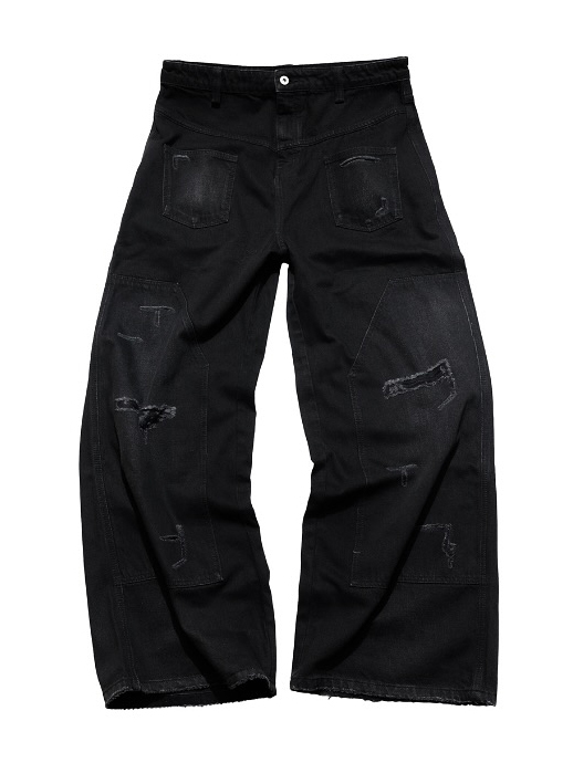 【車庫服飾】E'TREALOUEST EAL Reversed Baggy Double Knees Jeans