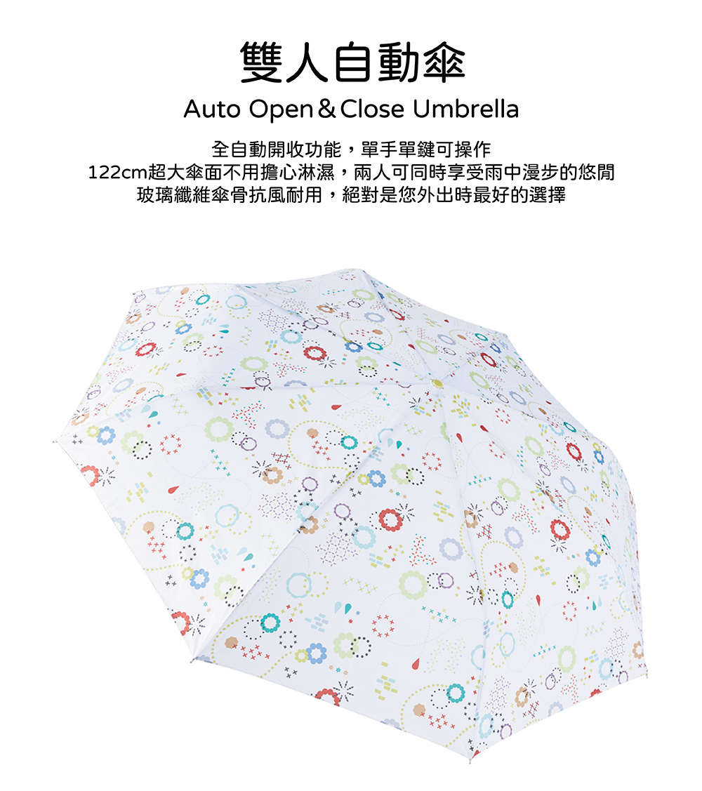 RAINSTORY繽紛幾何抗UV雙人自動傘