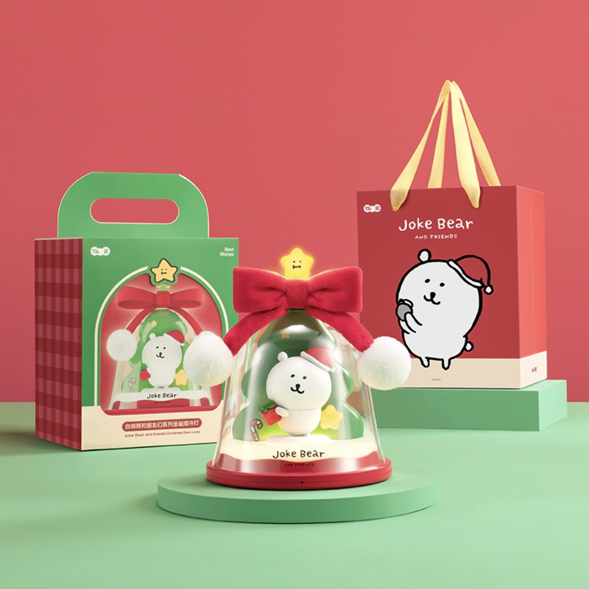 iSNEAKERS｜Joke Bear 自嘲熊 正版授權 聖誕氛圍燈 小夜燈 聖誕禮盒 聖誕樹裝飾燈 許願燈