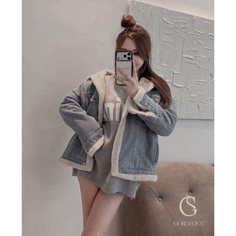 M114「兔毛毛兩穿牛仔外套」