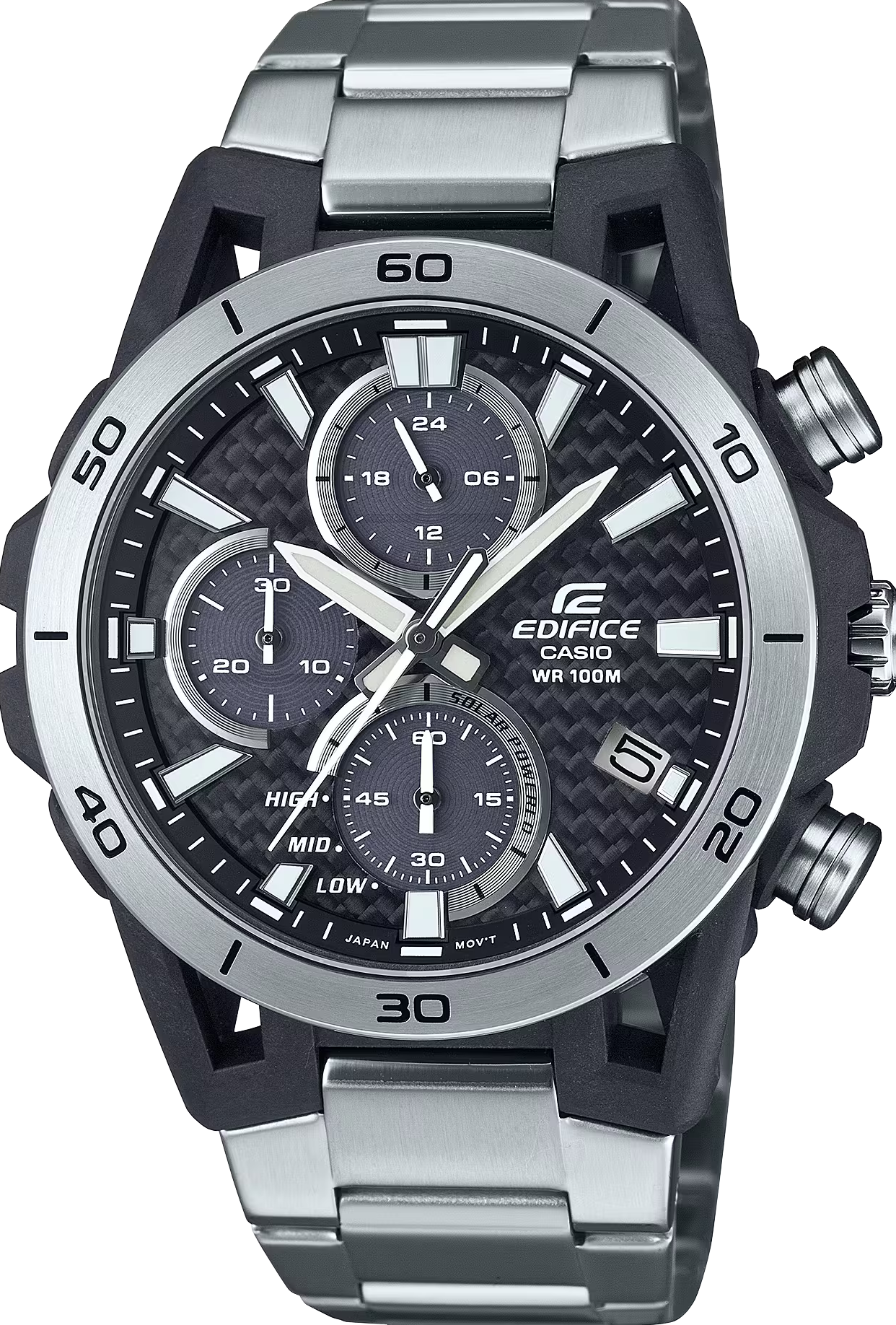 萬年鐘錶 - CASIO EDIFICE 系列 碳纖維賽車太陽能三眼計時男錶 EQS-960D-1A  錶徑 : 44.5MM