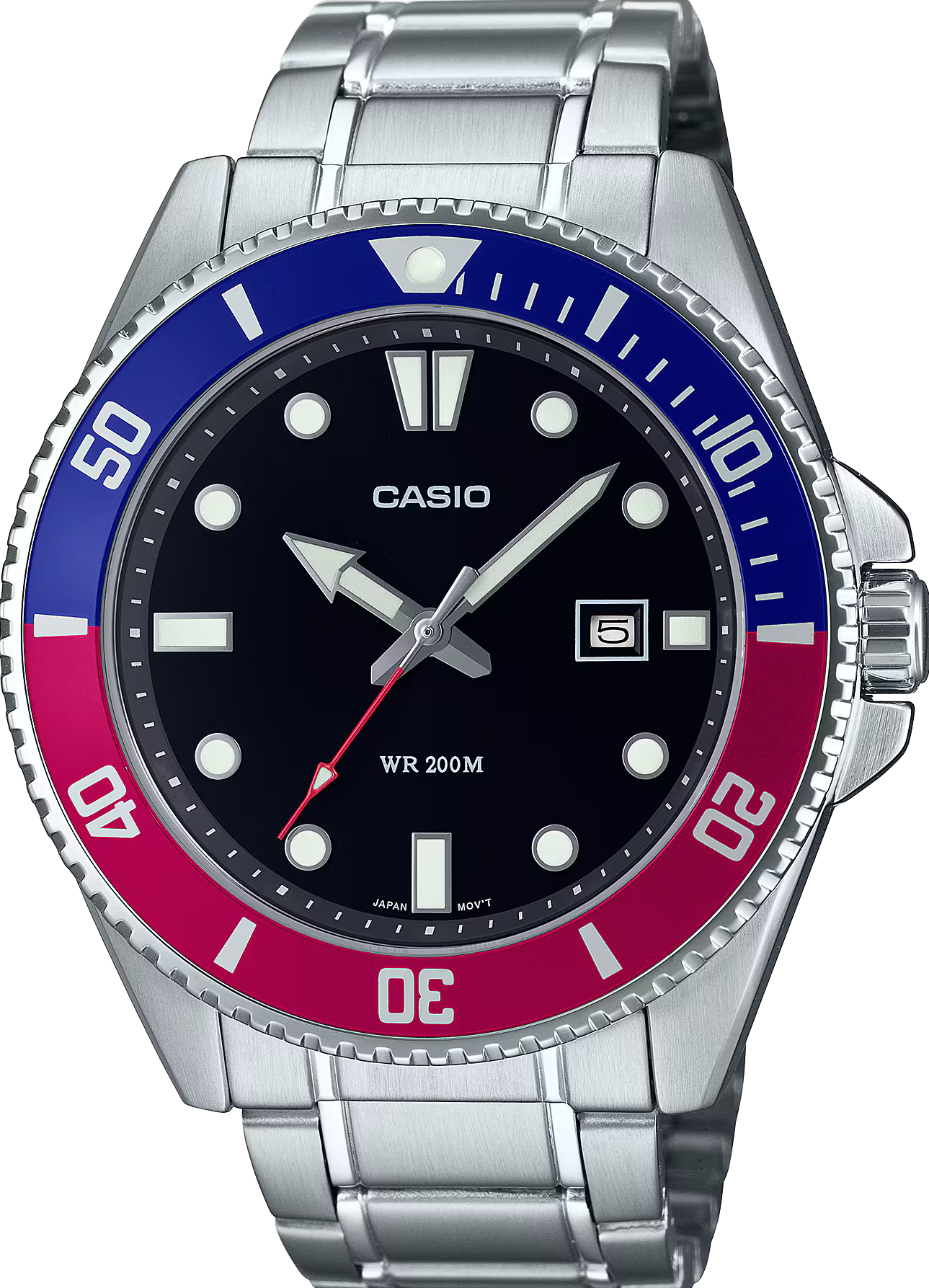 萬年鐘錶 - CASIO 卡西歐 水鬼款式 200M 潛水系列不鏽鋼男錶  MDV-107D-1A3  錶徑46.3MM