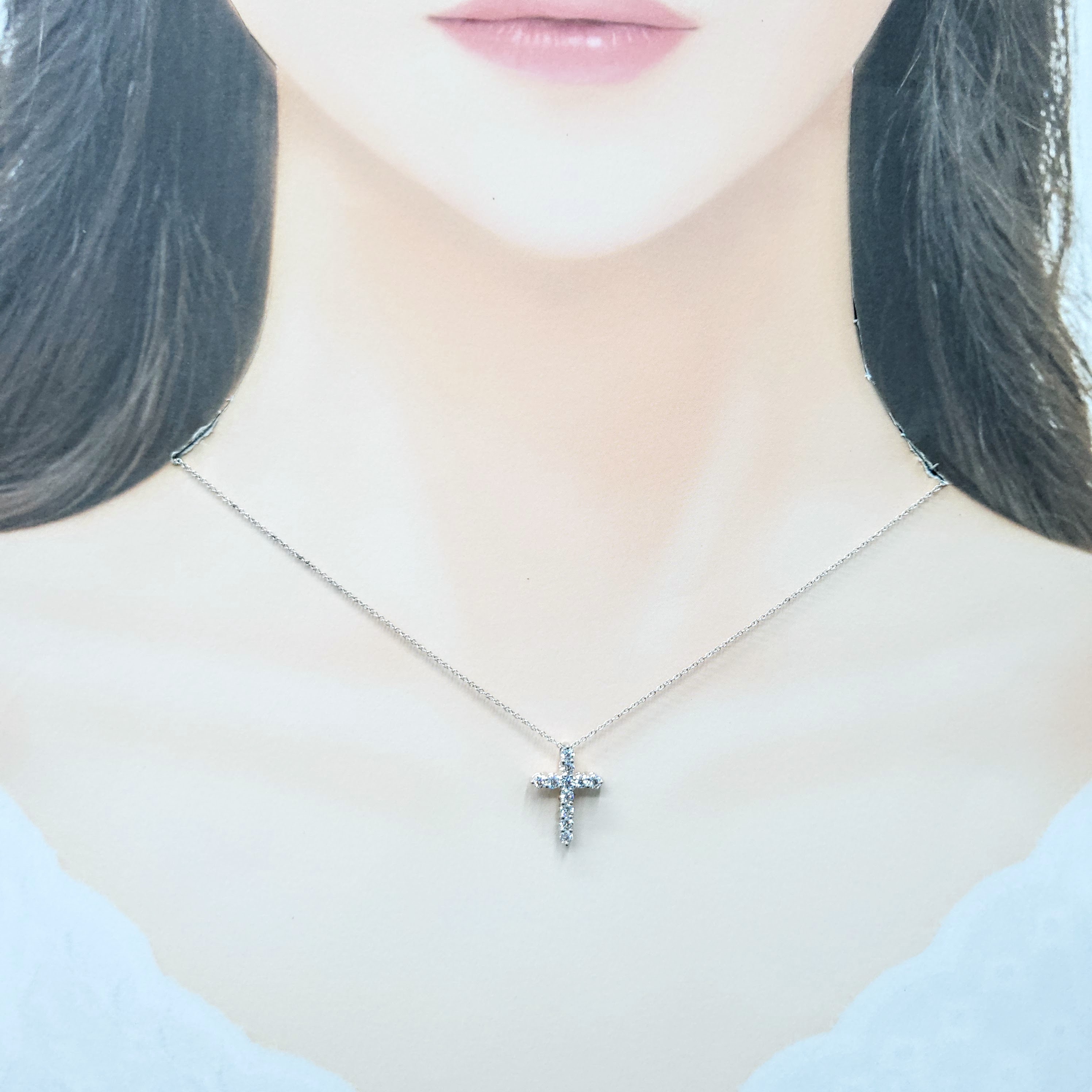 全新18K白金50份鑽石吊墜