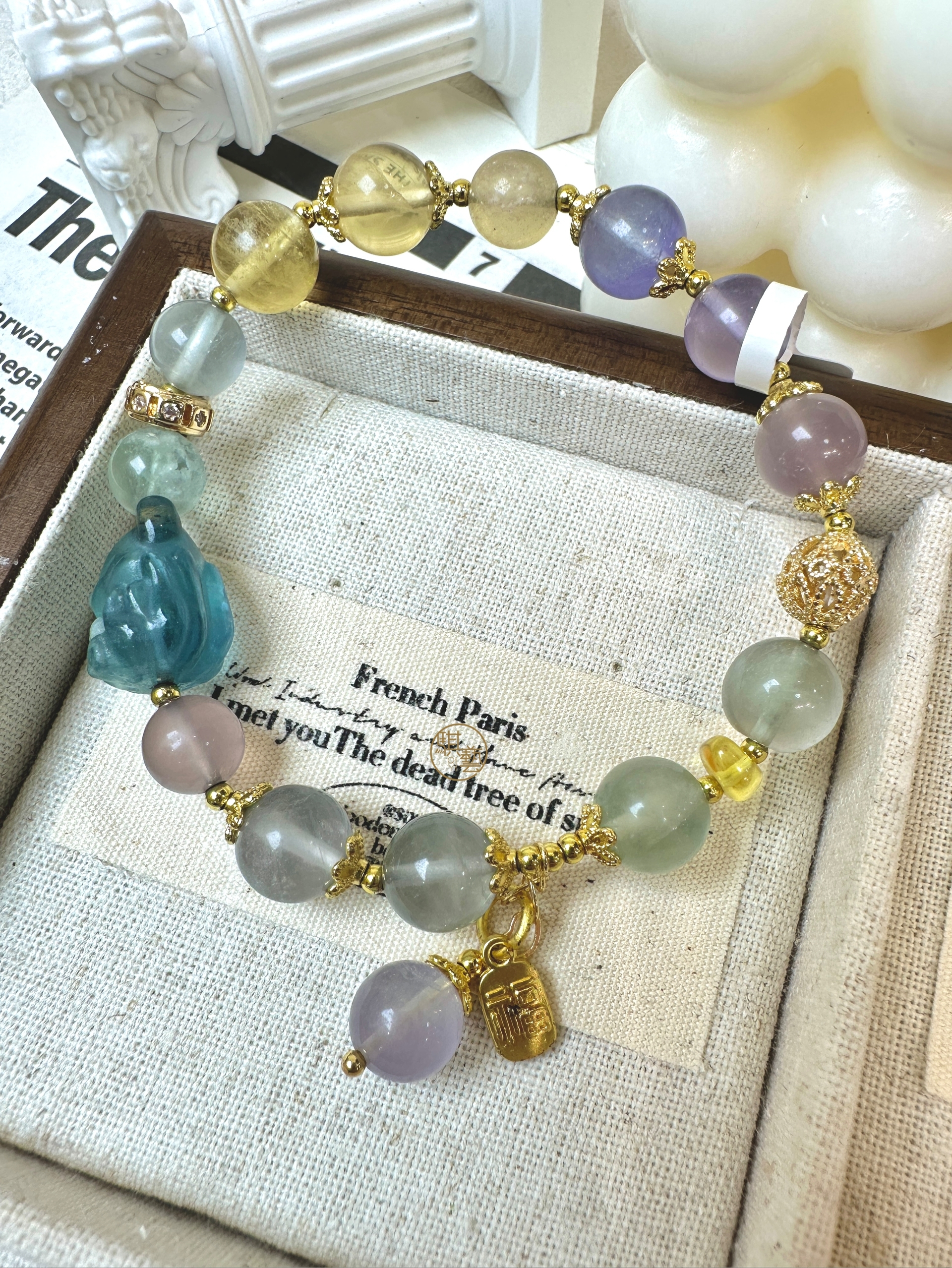 紫晶螢石設計款8mm+｜情緒平衡 × 靈感提升 × 招財貴人