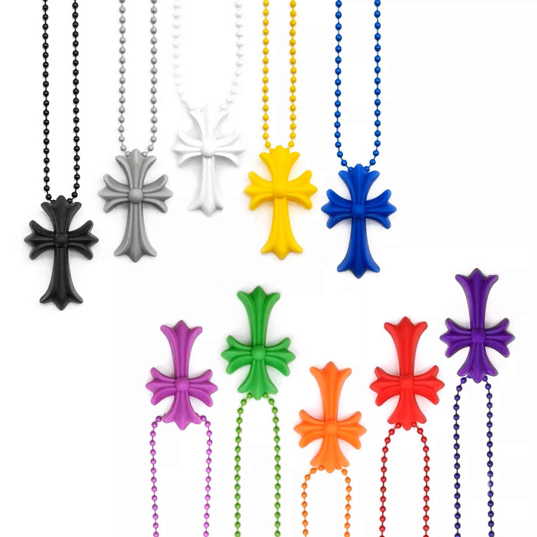 -(C014)-CHROME HEARTS 克羅心 十字架 樹脂項鏈 經典款 黃/黑/橘/綠/藍/透/黑閃粉