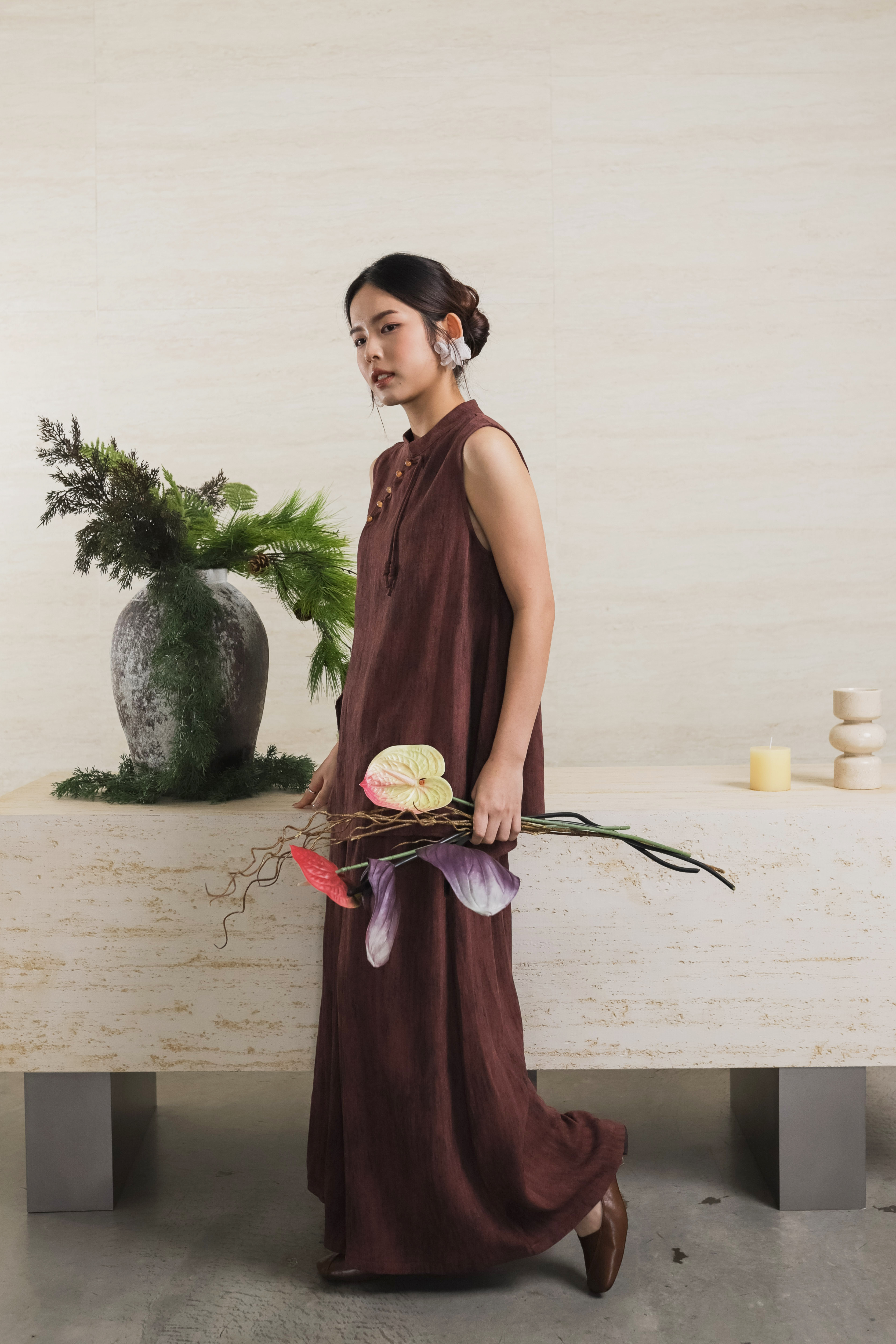 Mossy Cheongsam Top Rosewood -2567BSROS