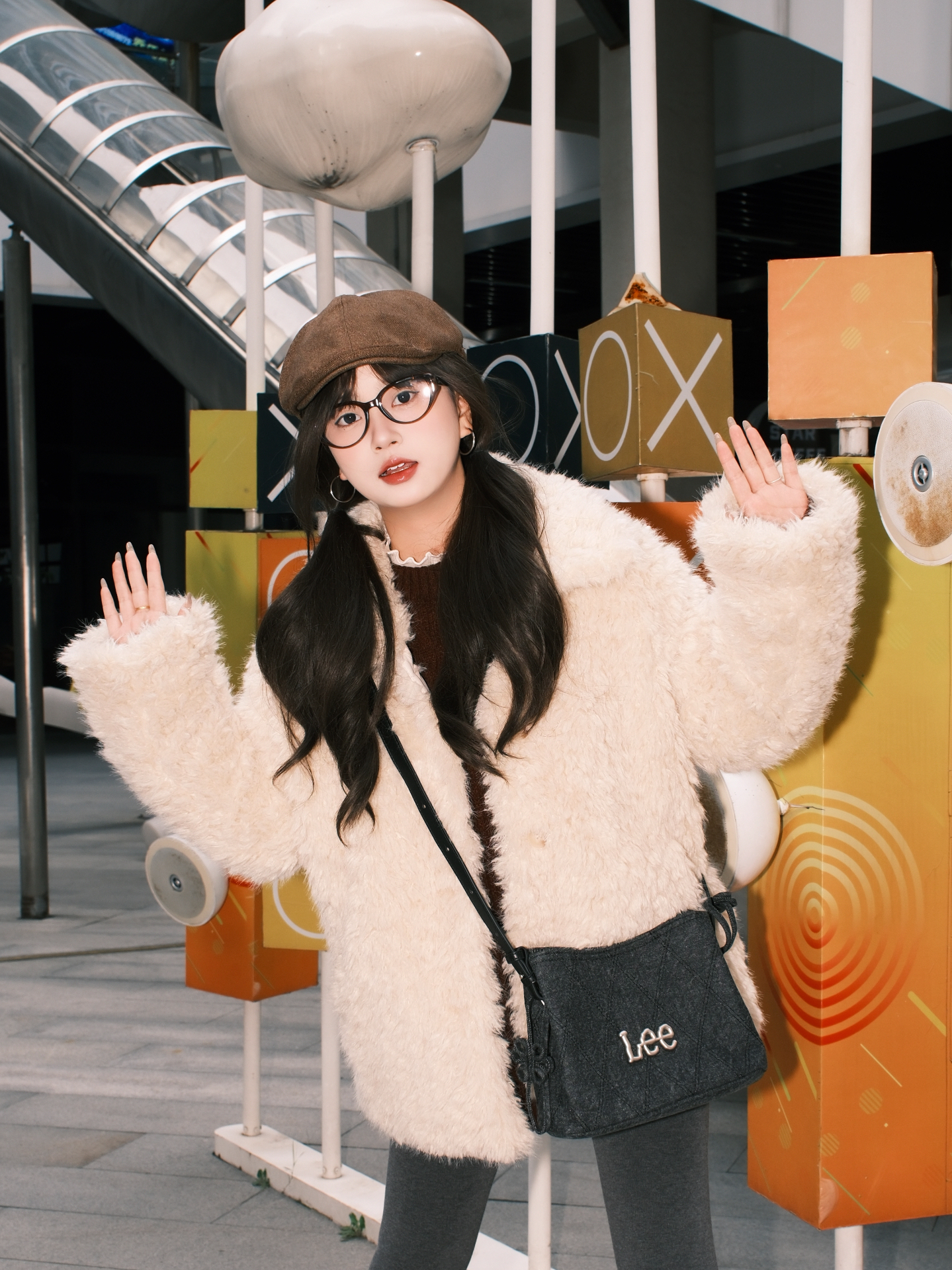 代購-Lee 新中式復古風 花結 水洗丹寧菱格紋  單肩包 斜背包 肩背包 水桶包 六款