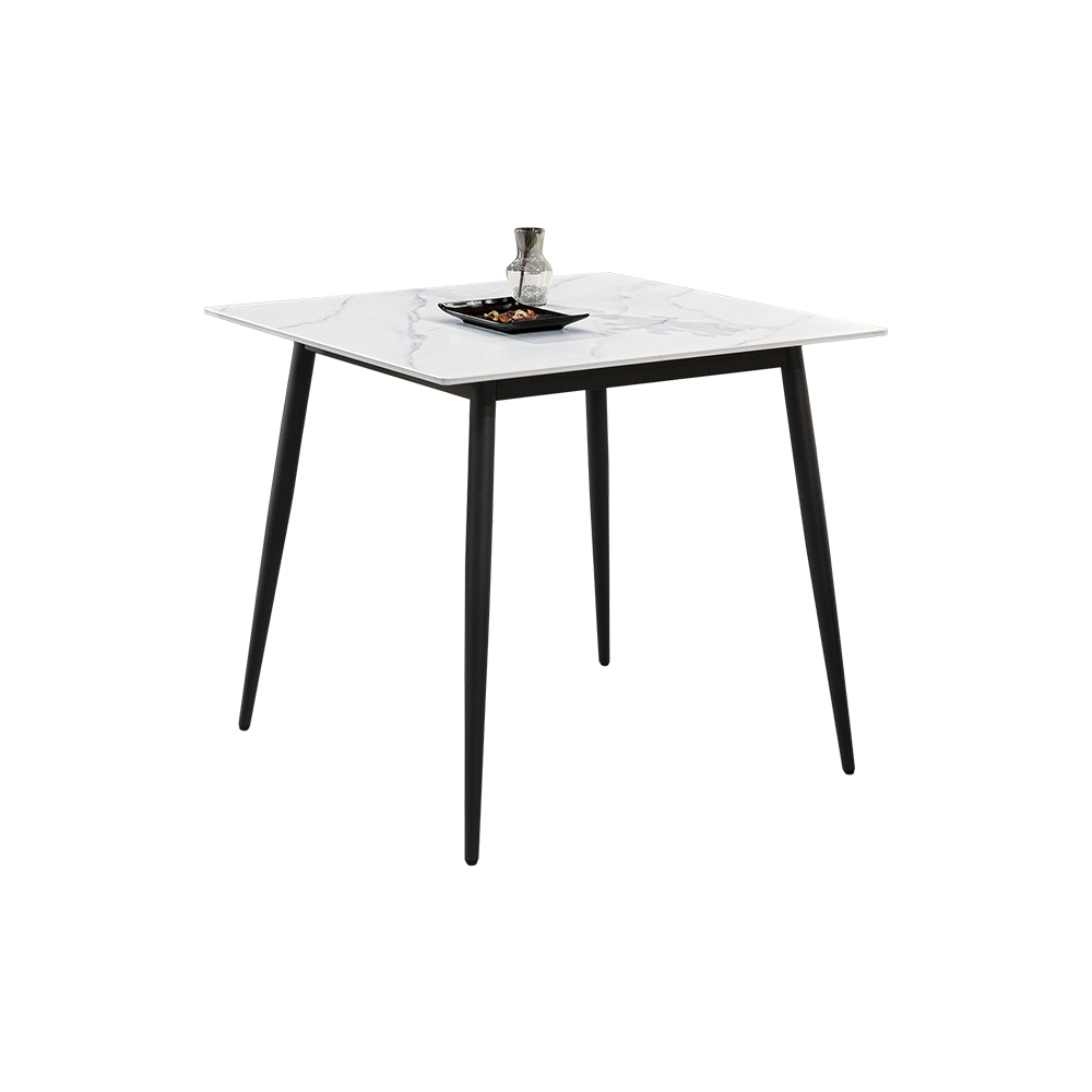 艾塞斯2.7尺工業風白色岩板方形餐桌/小方桌/休閒桌/商業洽談桌/商務桌