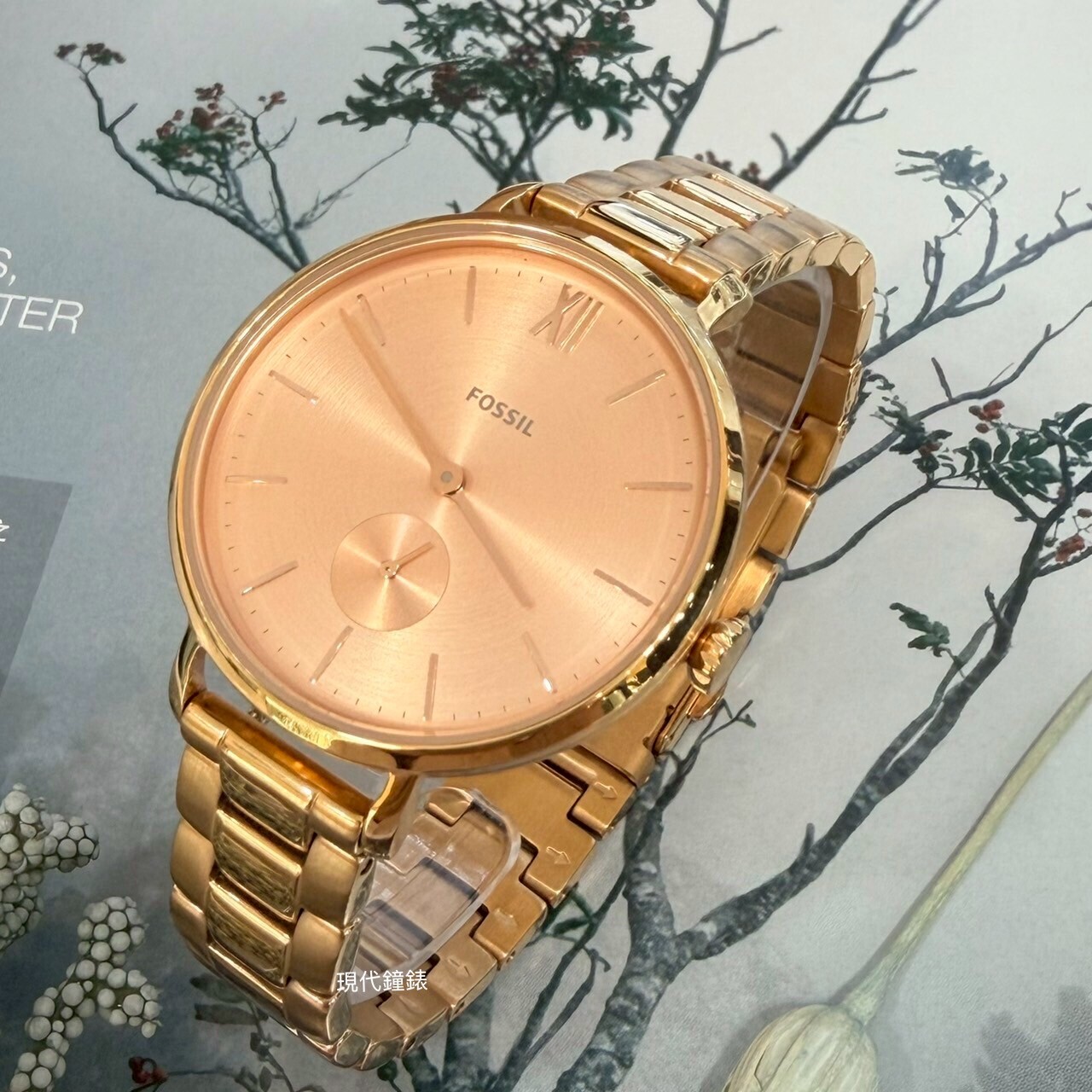 【FOSSIL】玫瑰金色石英女錶ES4571 36mm 現代鐘錶