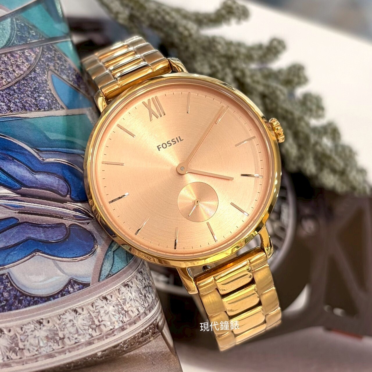 【FOSSIL】玫瑰金色石英女錶ES4571 36mm 現代鐘錶