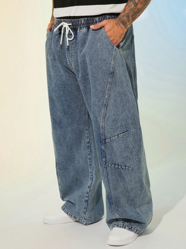 KADMAX大尺碼-街頭大碼男士休閒寬鬆編織牛仔褲款〈KSMS2662〉