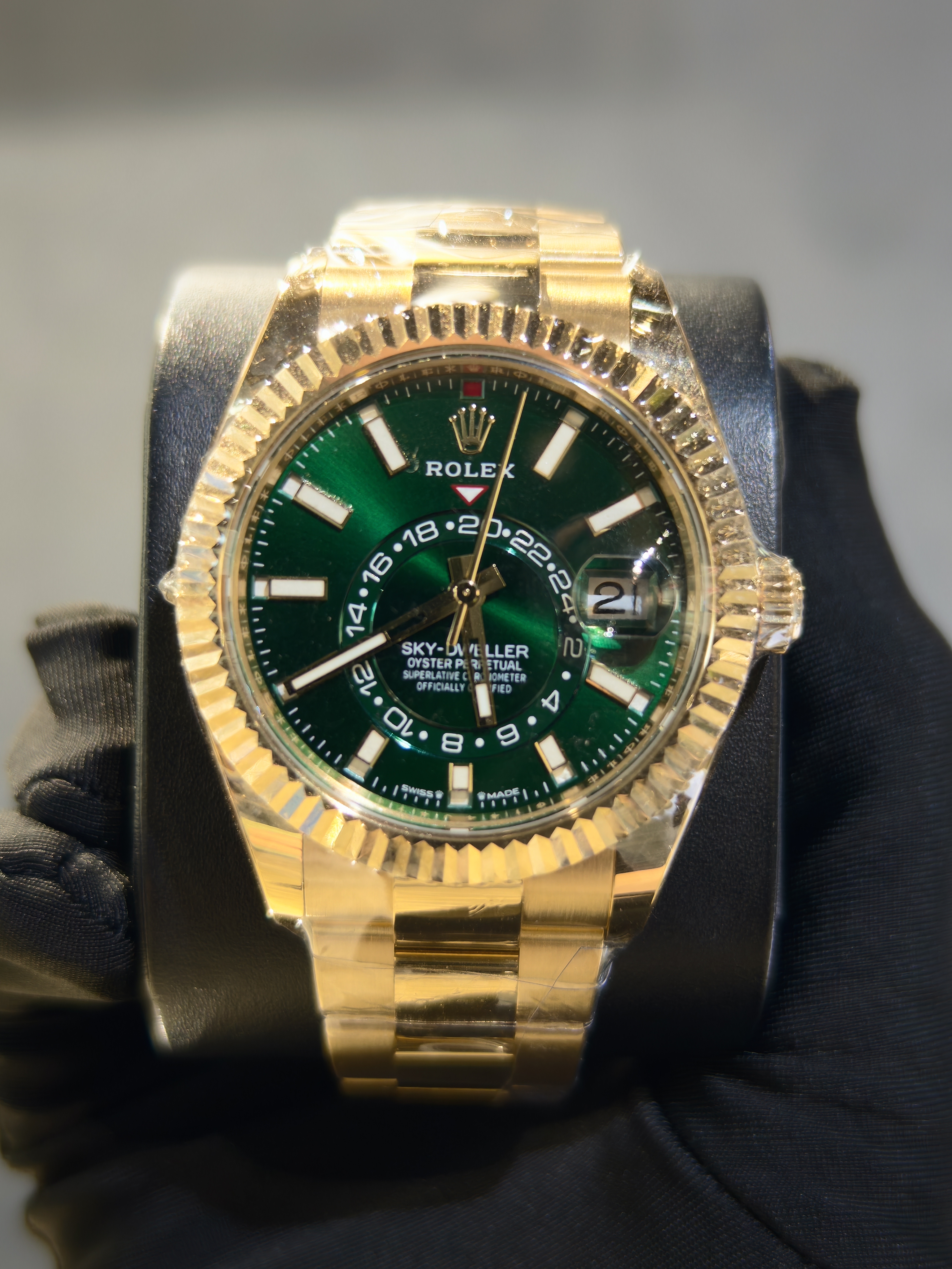 全新勞力士 336938 SKY-DWELLER 綠色面18K黃金蠔式龬42毫米腕錶
