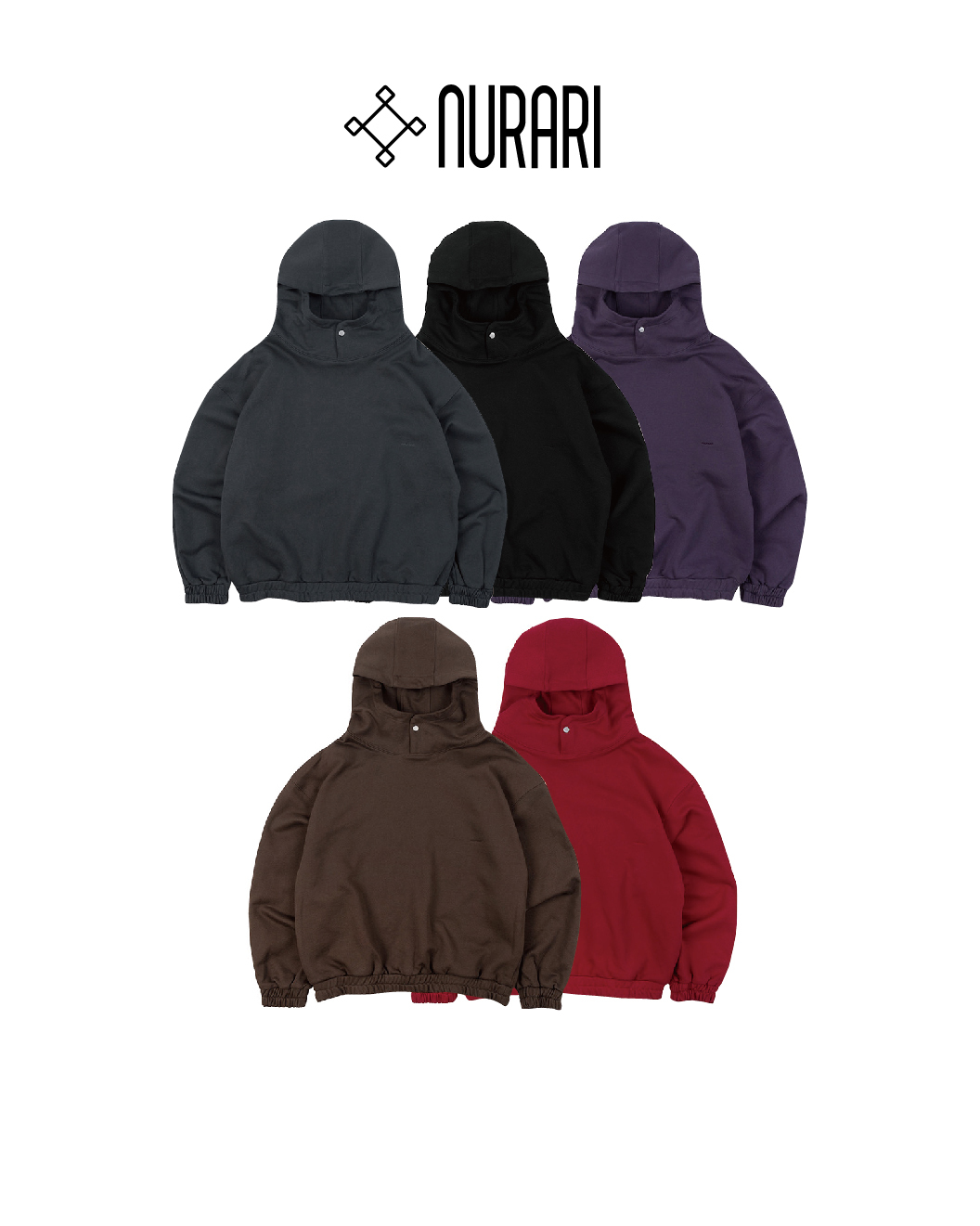 Nurari 哨兵寬鬆連帽長袖 黑/紫/紅/深灰/咖啡 25 A/W Civ. Sentinel boxy hoodie